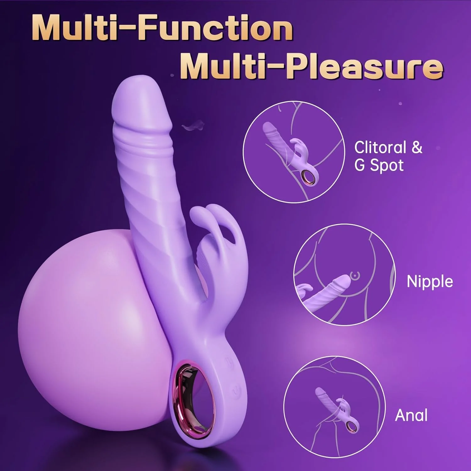LinkAura App Control Rabbit Vibrator 9 Thrust 9 Modes USB - Image 3