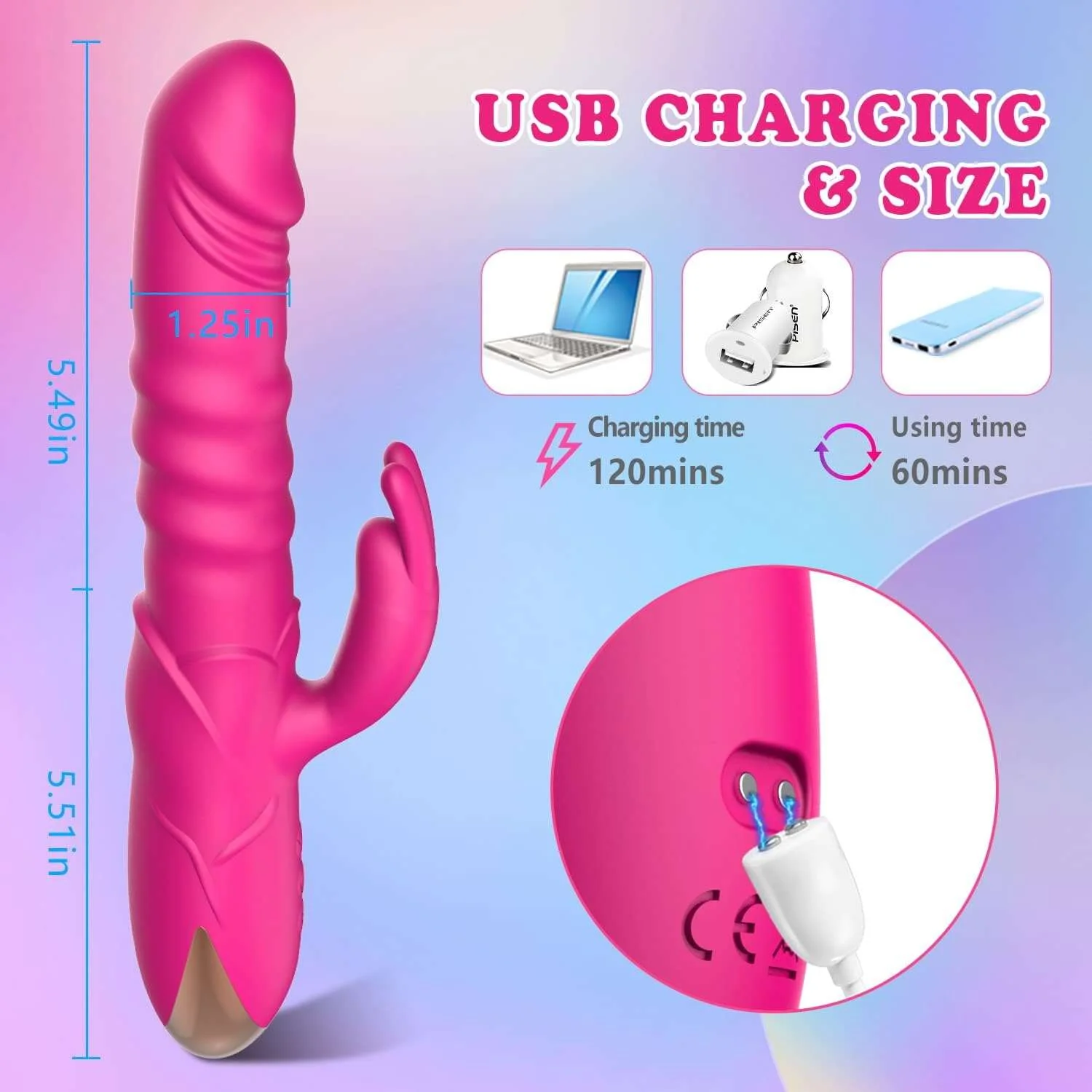 PrimeRose 3-in-1 Rabbit Thrusting Vibrator - Image 5