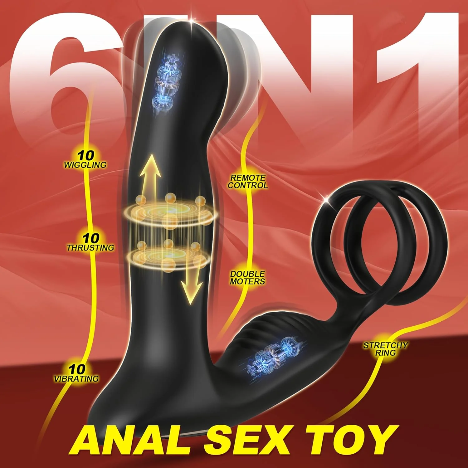 WiggThrustX Thrusting Prostate Massager Cock Ring 10 Modes Remote - Image 2