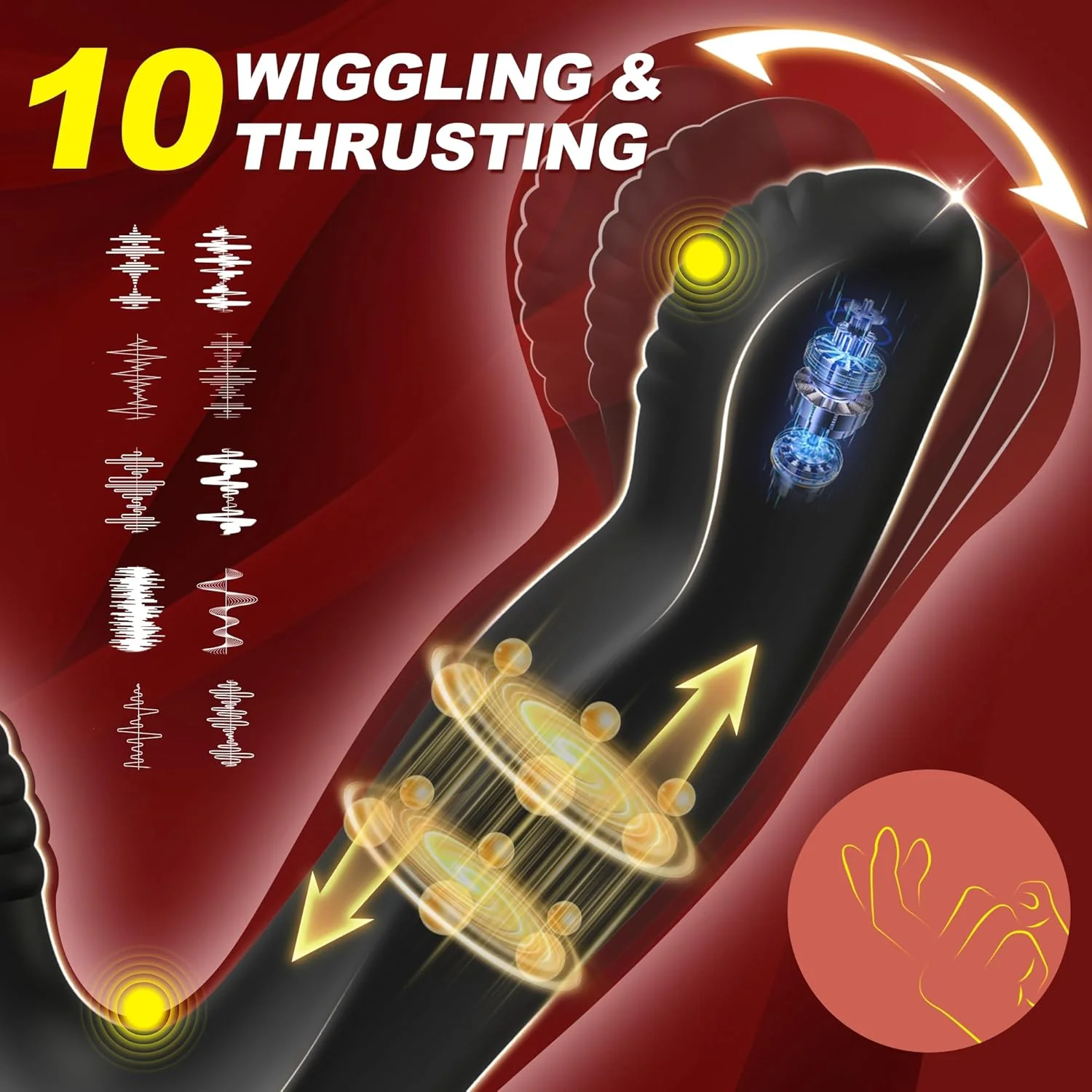 WiggThrustX Thrusting Prostate Massager Cock Ring 10 Modes Remote - Image 4