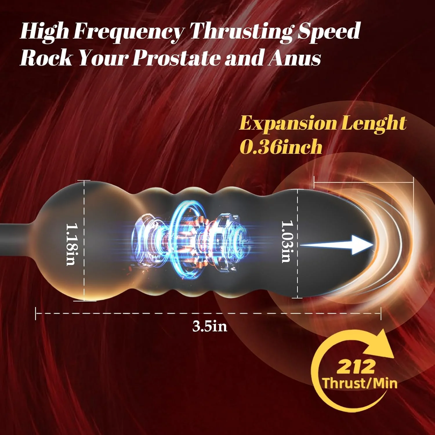 ThrustPulse Thrusting Prostate Massager Cock Ring Remote 9 Modes - Image 3