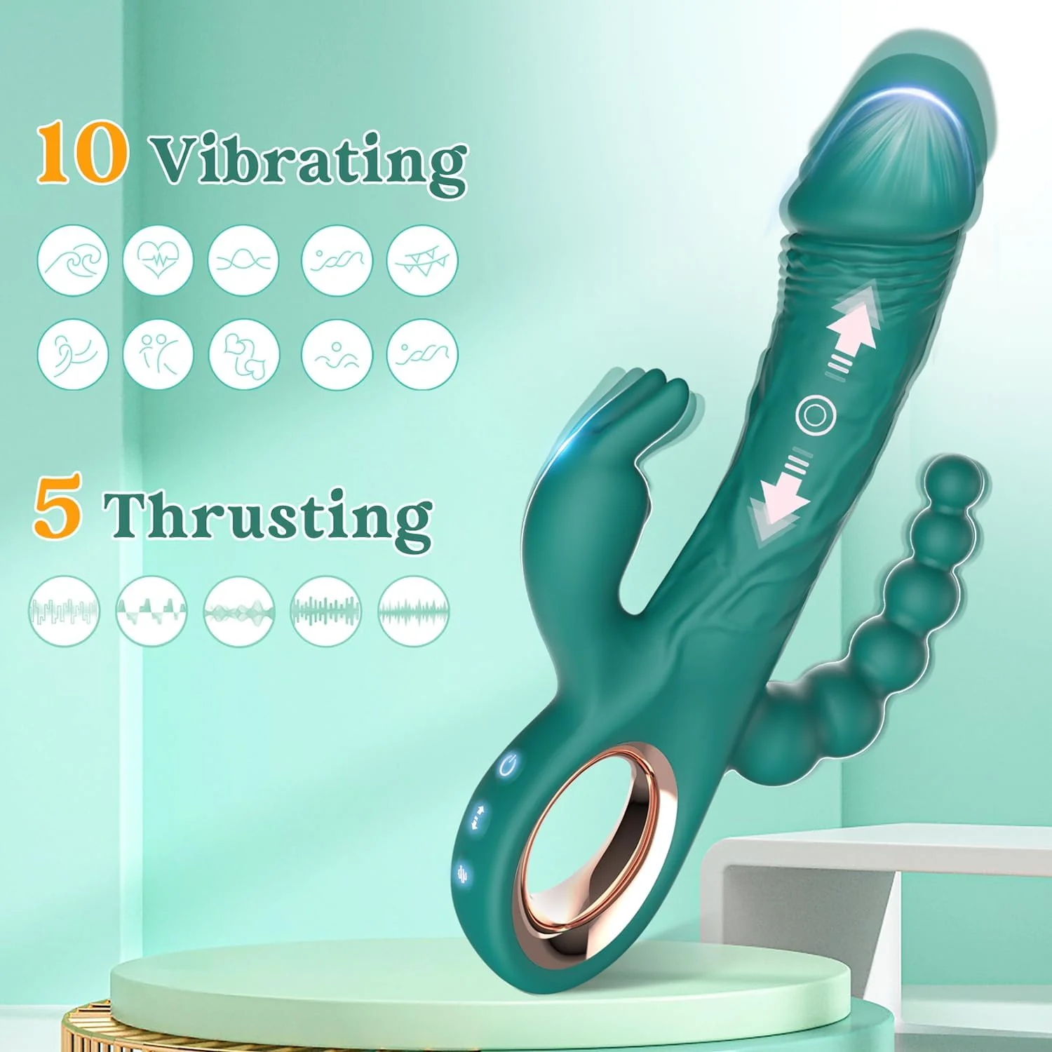 TriAxis Triple Motor Thrusting Rabbit Vibrator 10 Modes USB - Image 3