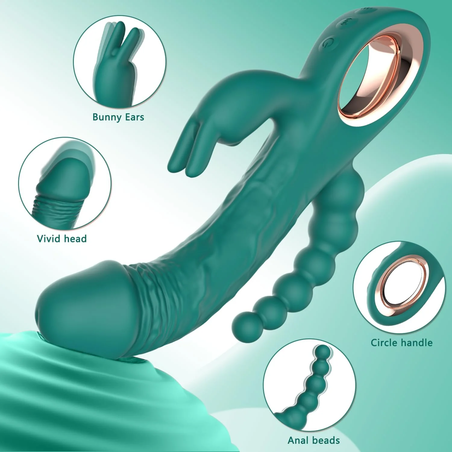 TriAxis Triple Motor Thrusting Rabbit Vibrator 10 Modes USB - Image 4