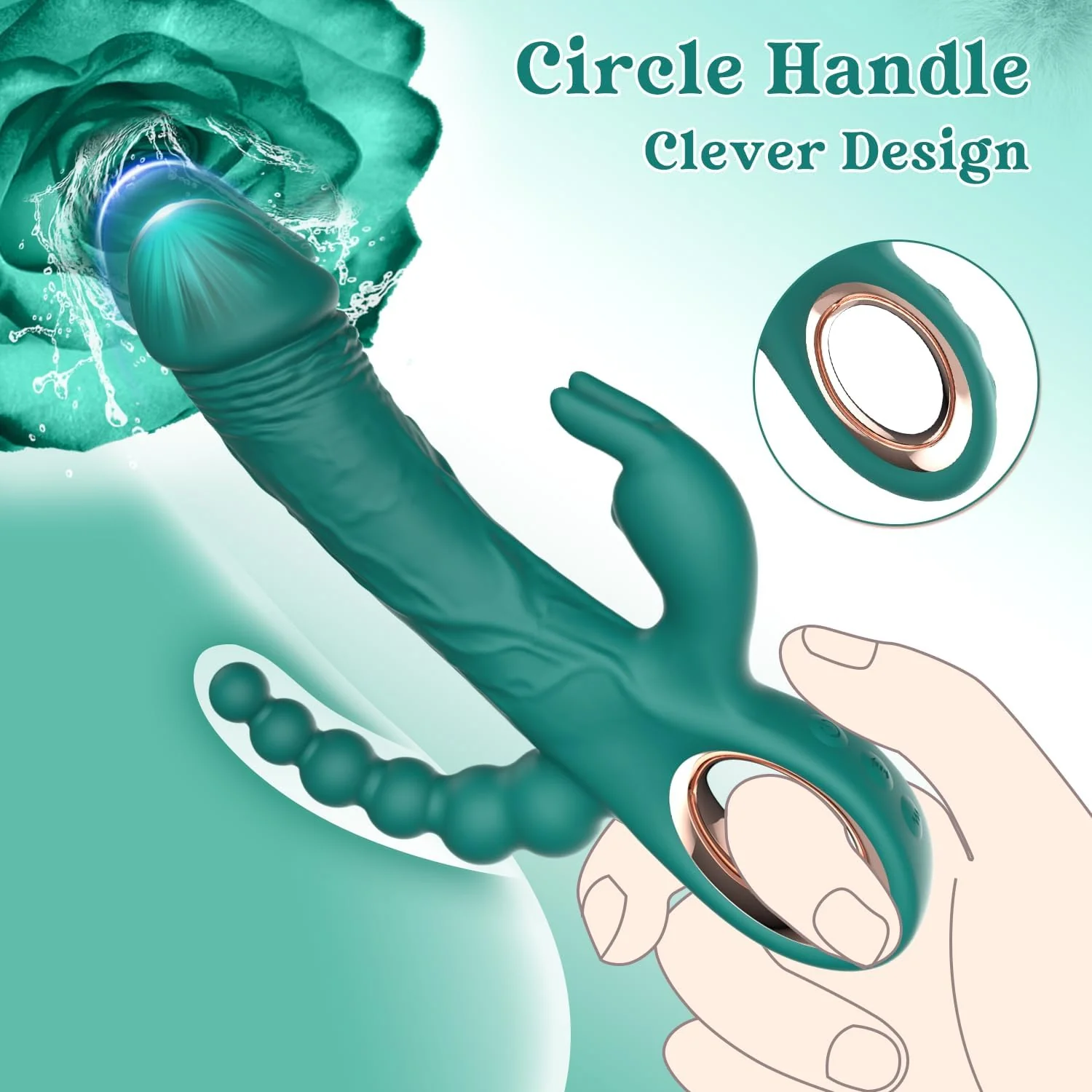 TriAxis Triple Motor Thrusting Rabbit Vibrator 10 Modes USB - Image 5