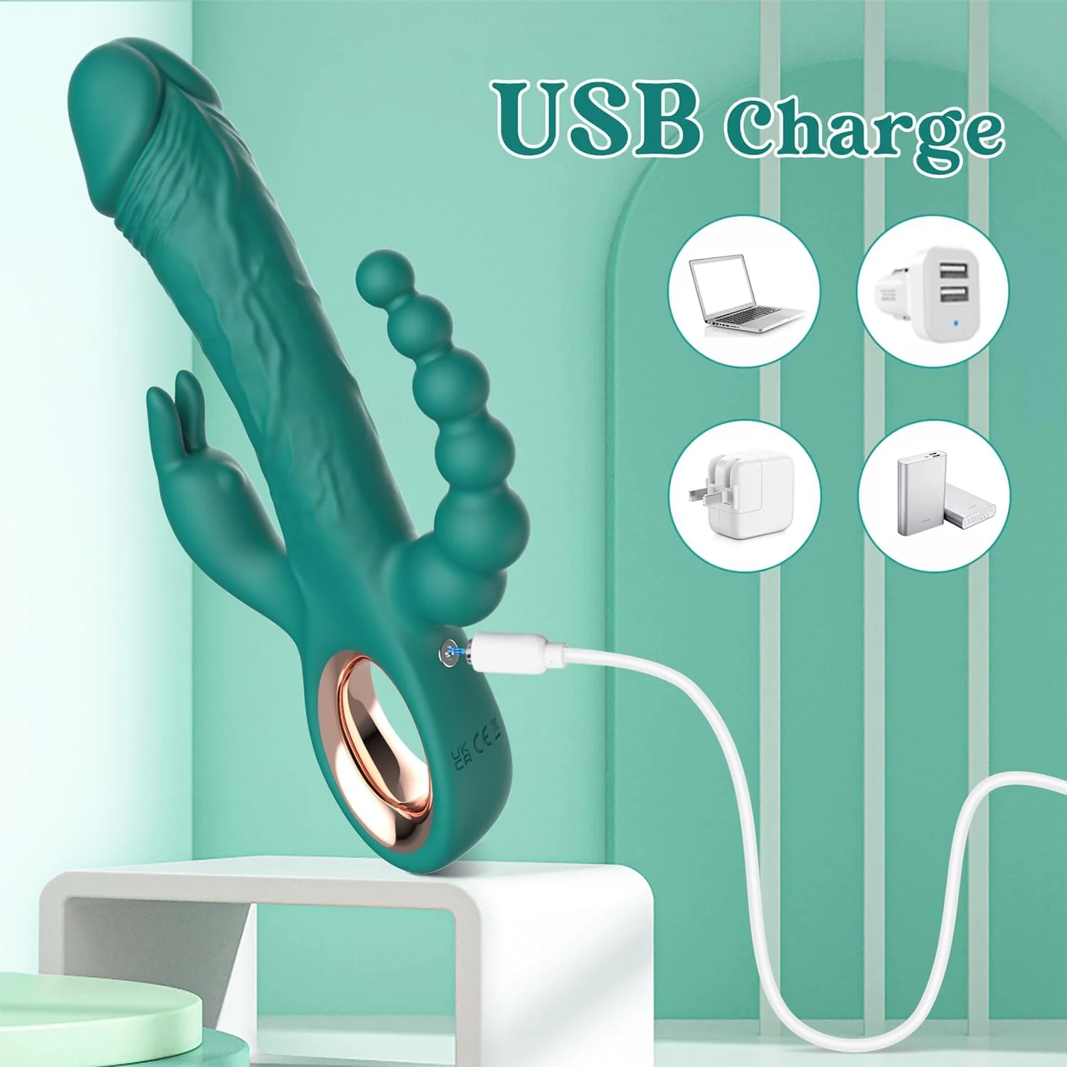 TriAxis Triple Motor Thrusting Rabbit Vibrator 10 Modes USB - Image 6