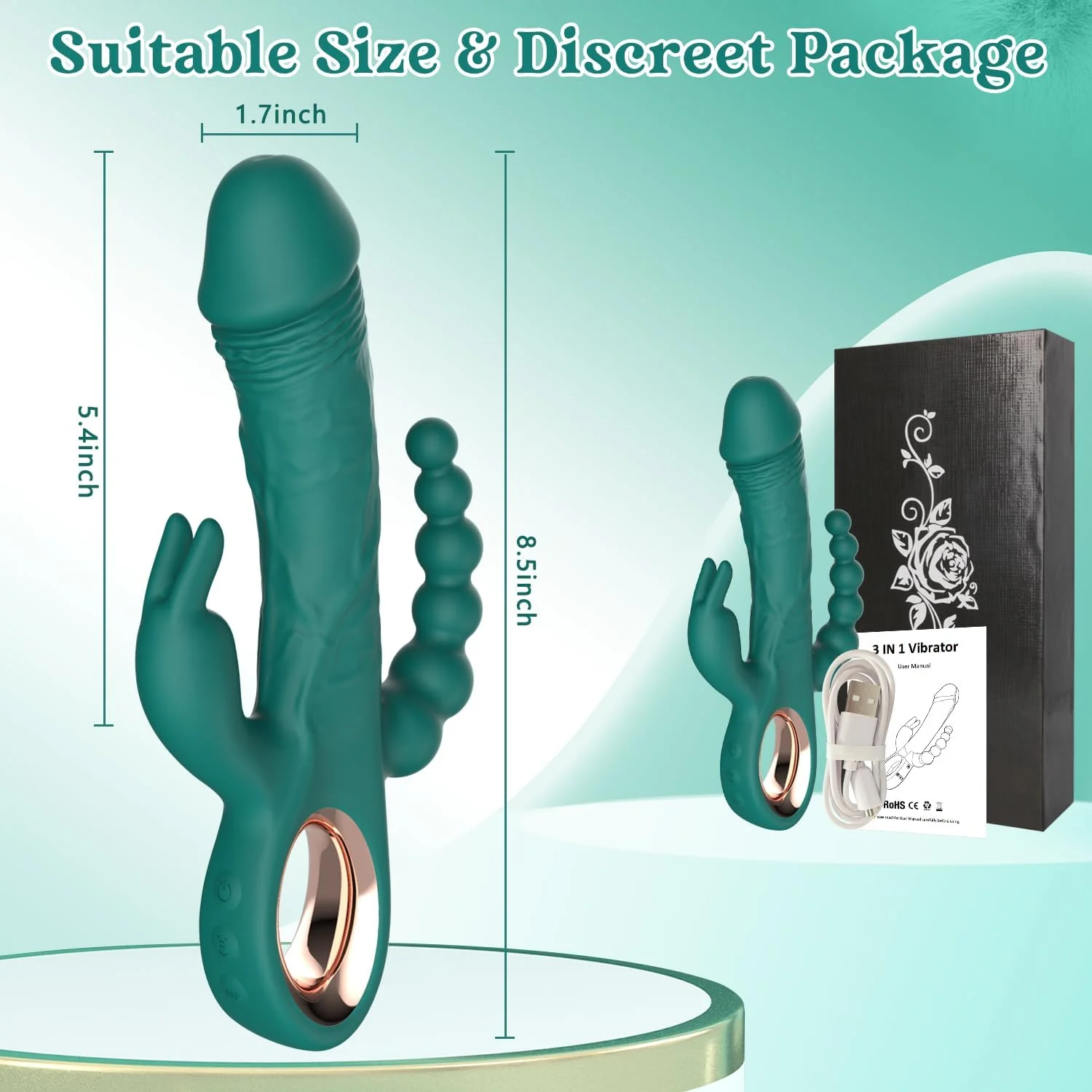 TriAxis Triple Motor Thrusting Rabbit Vibrator 10 Modes USB - Image 7