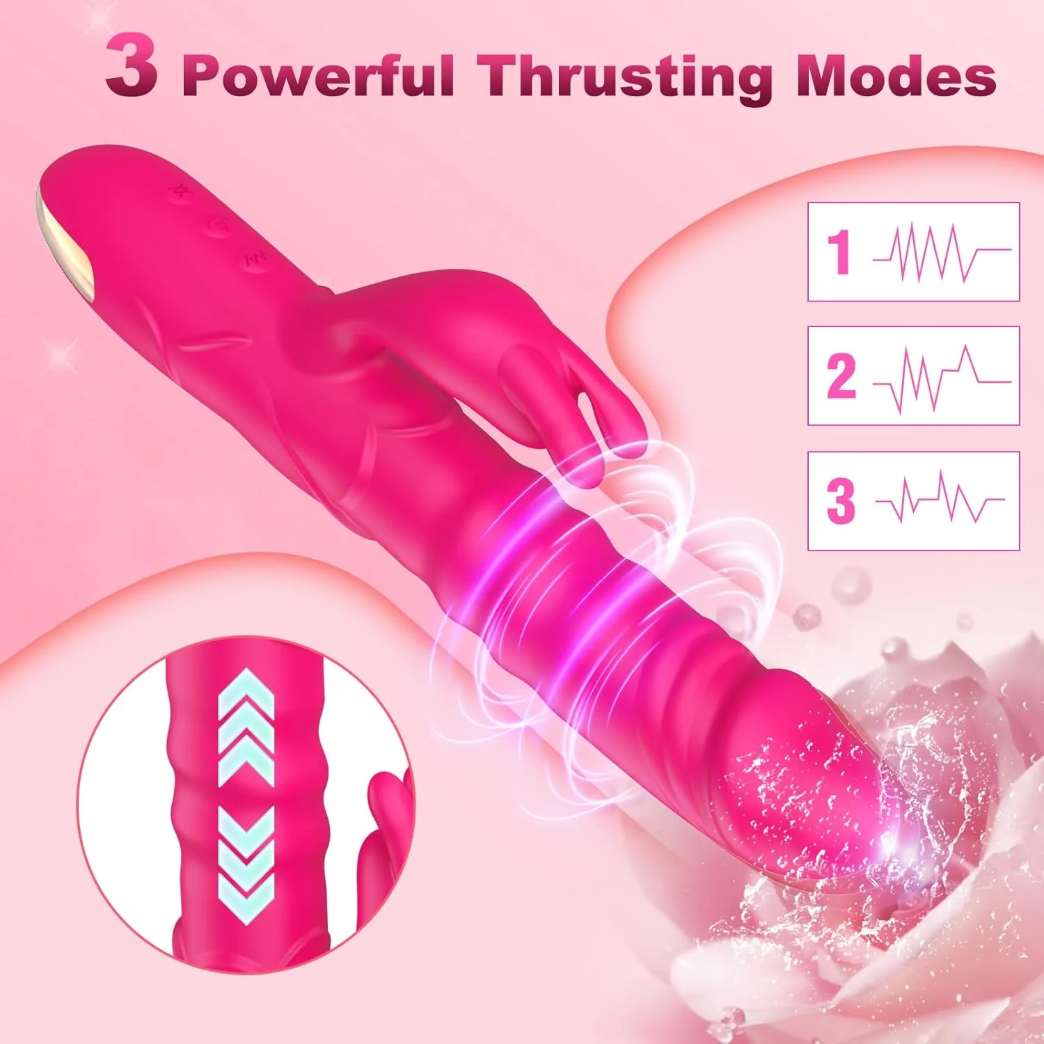 BlushAura Rose Thrusting Rabbit Vibrator 3 Thrust 10 Modes - Image 2