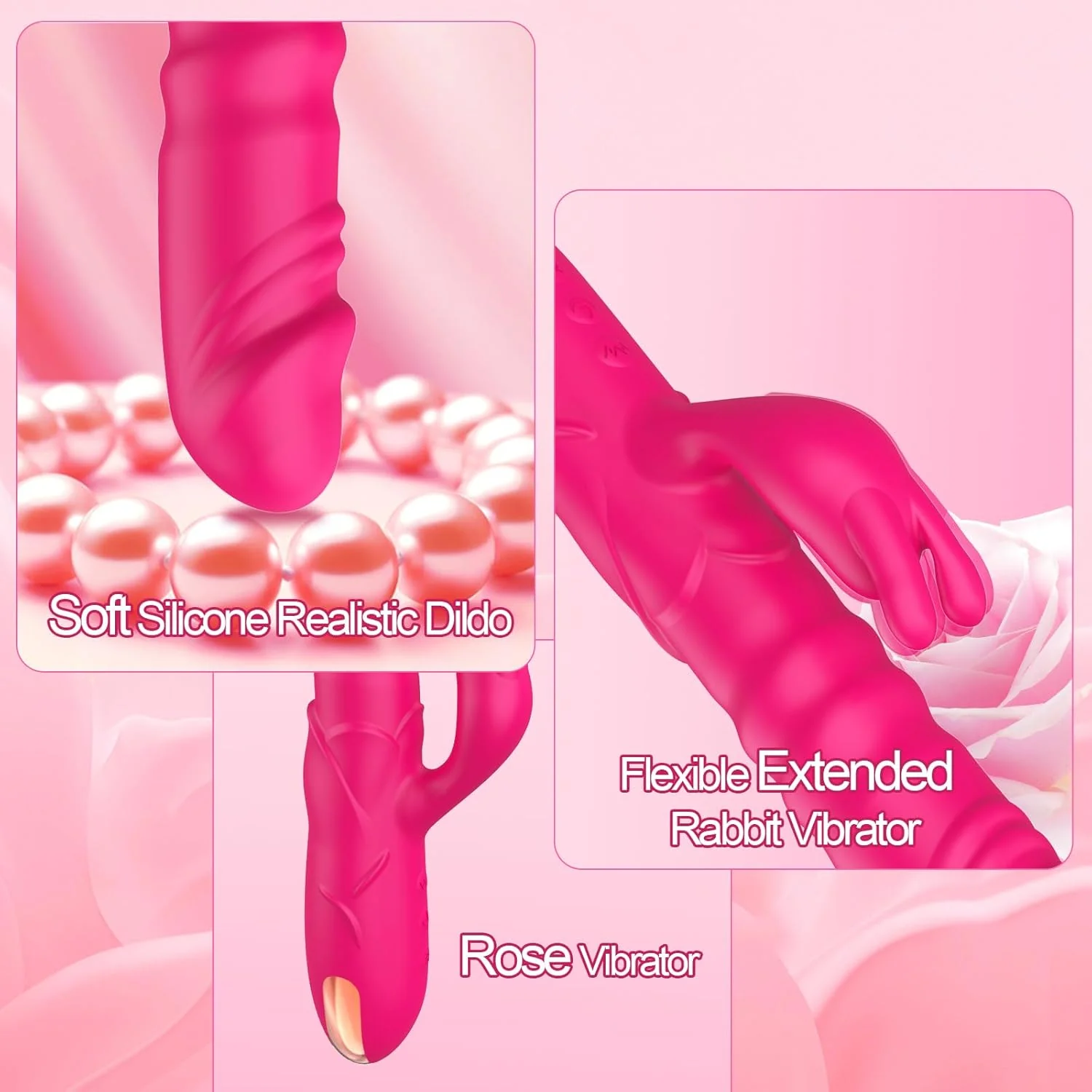 BlushAura Rose Thrusting Rabbit Vibrator 3 Thrust 10 Modes - Image 4