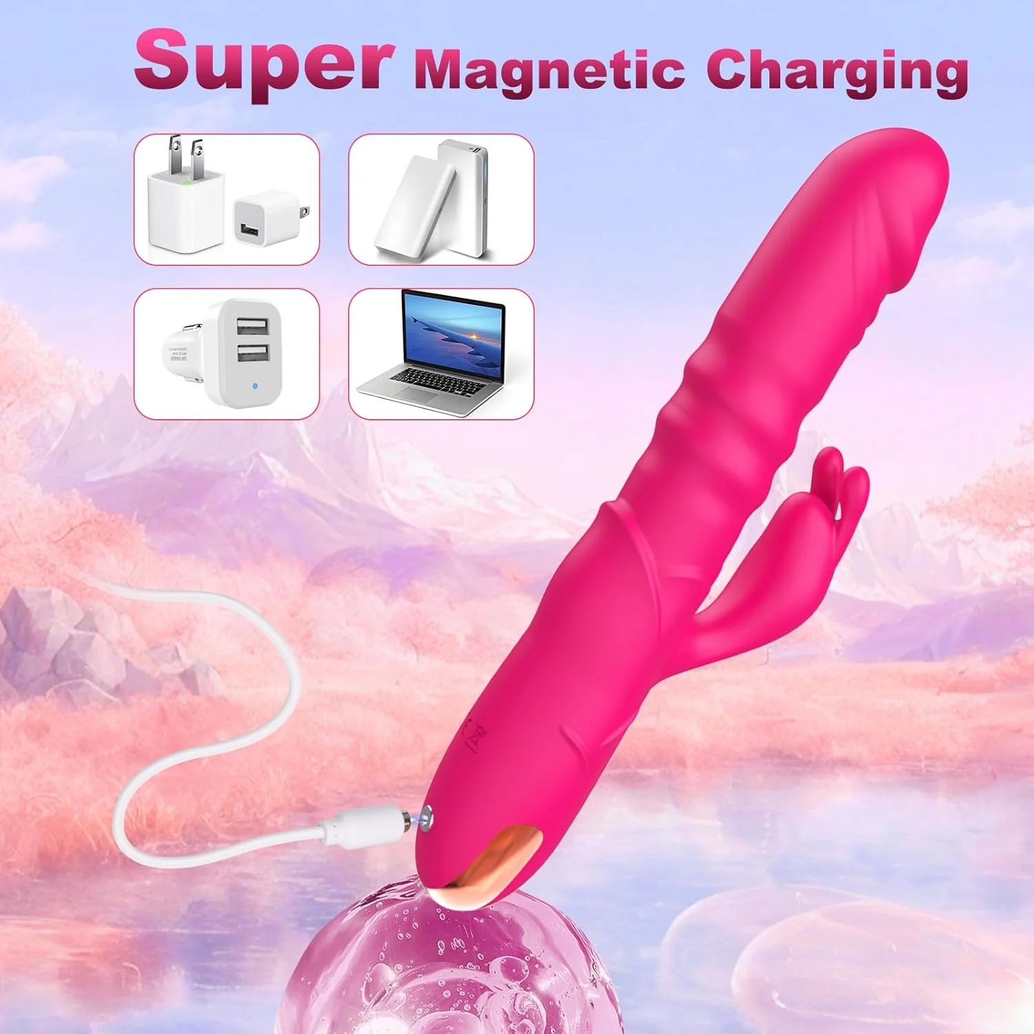 BlushAura Rose Thrusting Rabbit Vibrator 3 Thrust 10 Modes - Image 5