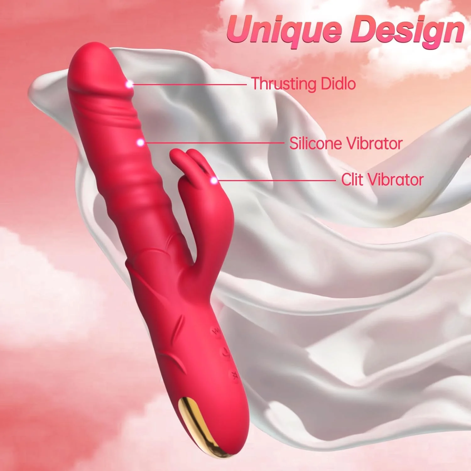 RoseThrust Thrusting Rabbit Vibrator 3 Thrust 10 Modes Silicone - Image 4