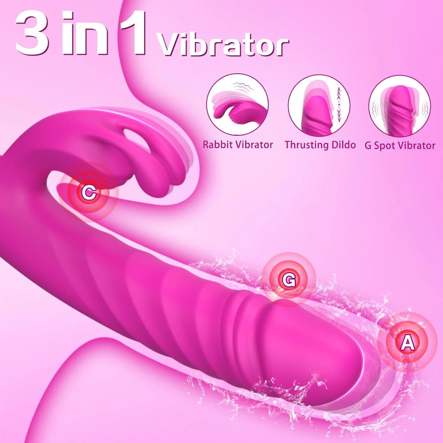 OuraGrip Thrusting Rabbit Vibrator 7 Thrust 7 Modes Silicone - Image 2