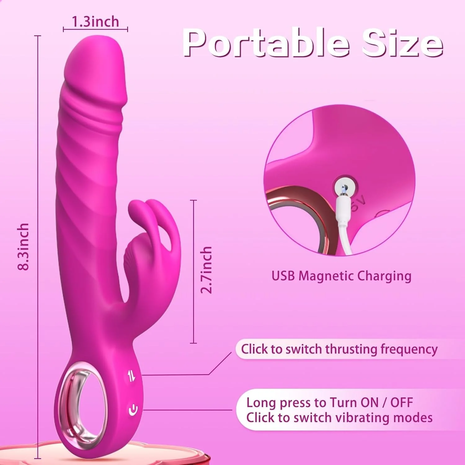 OuraGrip Thrusting Rabbit Vibrator 7 Thrust 7 Modes Silicone - Image 6