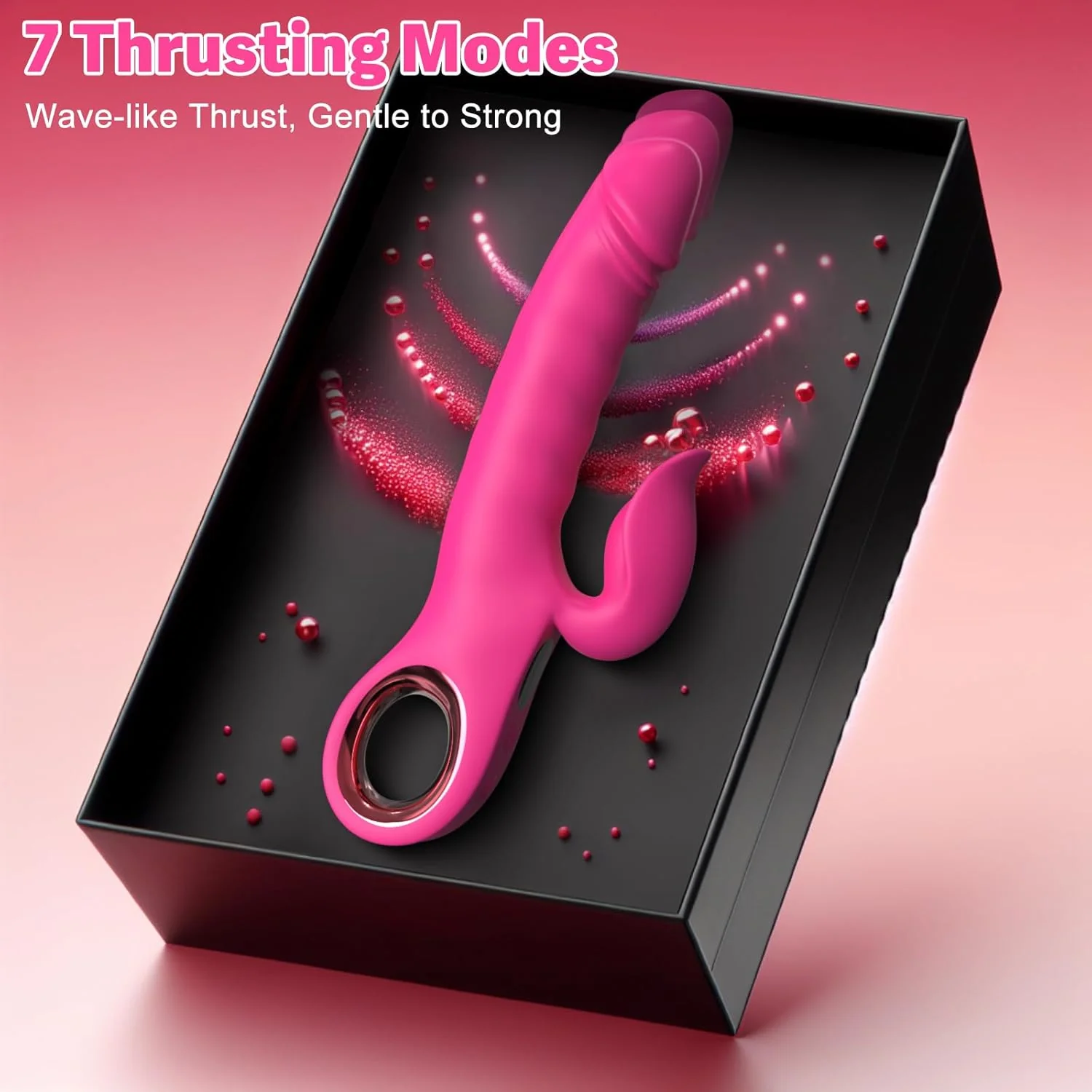 LuxeWave LCD Thrusting Rabbit Vibrator 7 Modes Magnetic Charge - Image 6