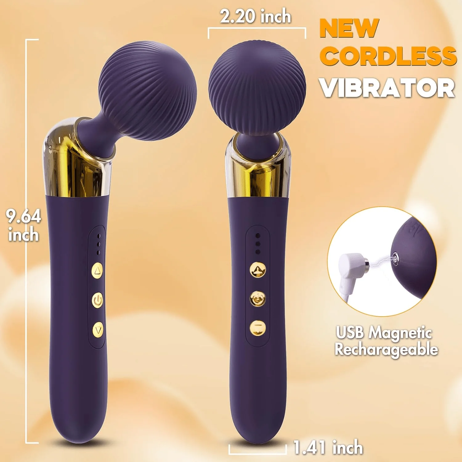 AnglePulse Tilted Head Wand Vibrator 10 Modes Rechargeable - Image 3