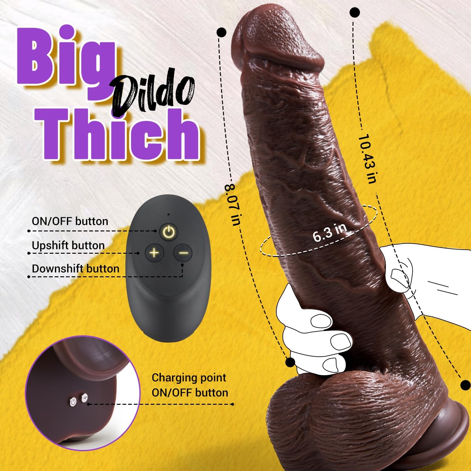 TitanCore 10.43" Thrusting Dildo Vibrator - Image 6