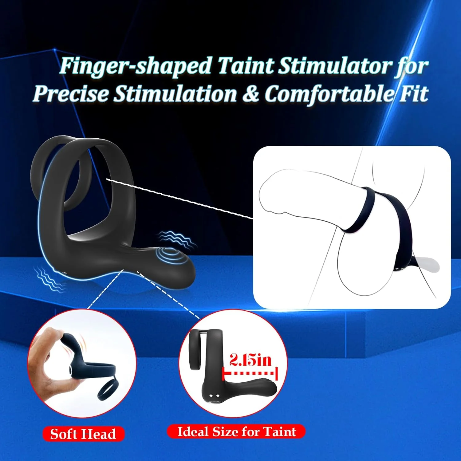 TitanVibe Vibrating Cock Ring with Taint & Ball Stimulator - Image 3