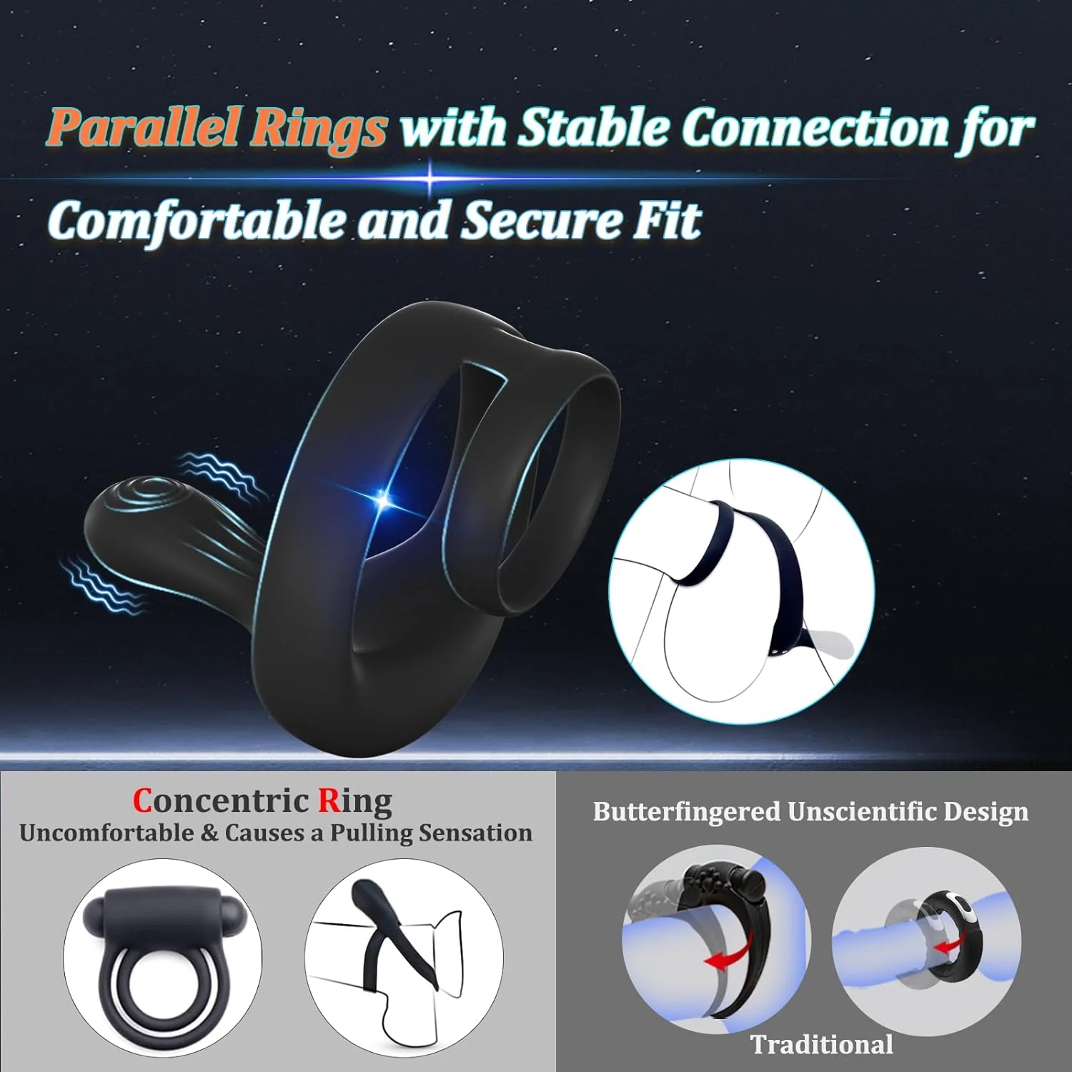 TitanVibe Vibrating Cock Ring with Taint & Ball Stimulator - Image 4