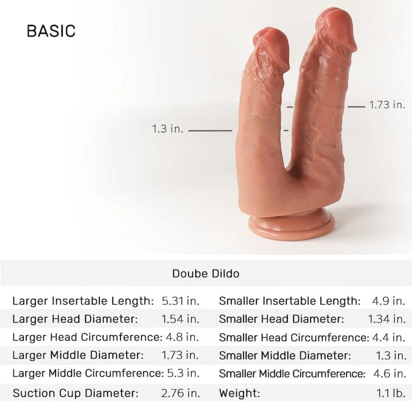 RealForm Double-Ended Dildo Silicone Suction Cup Toy - Image 2