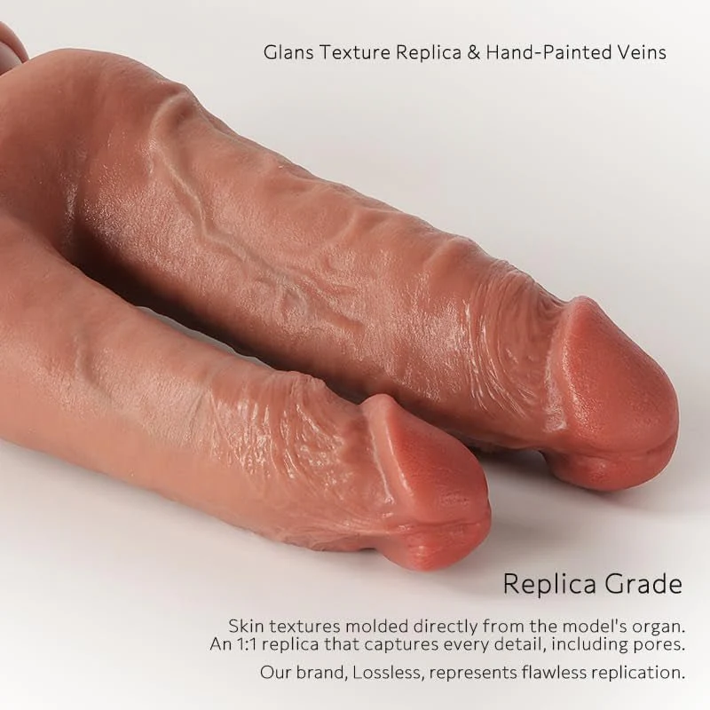 RealForm Double-Ended Dildo Silicone Suction Cup Toy - Image 3