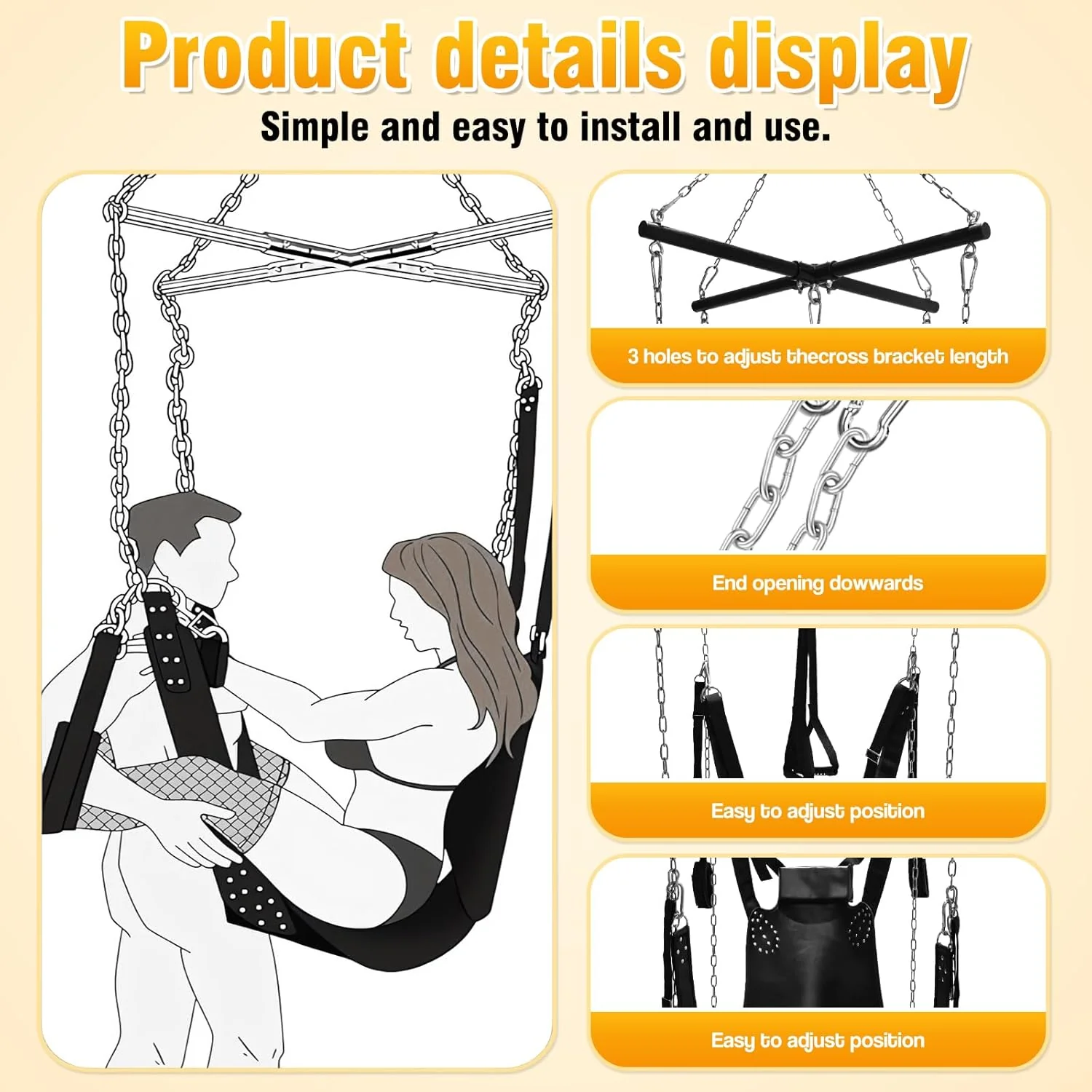 SteelRise Adjustable Heavy-Duty Ceiling Sex Swing - Image 5