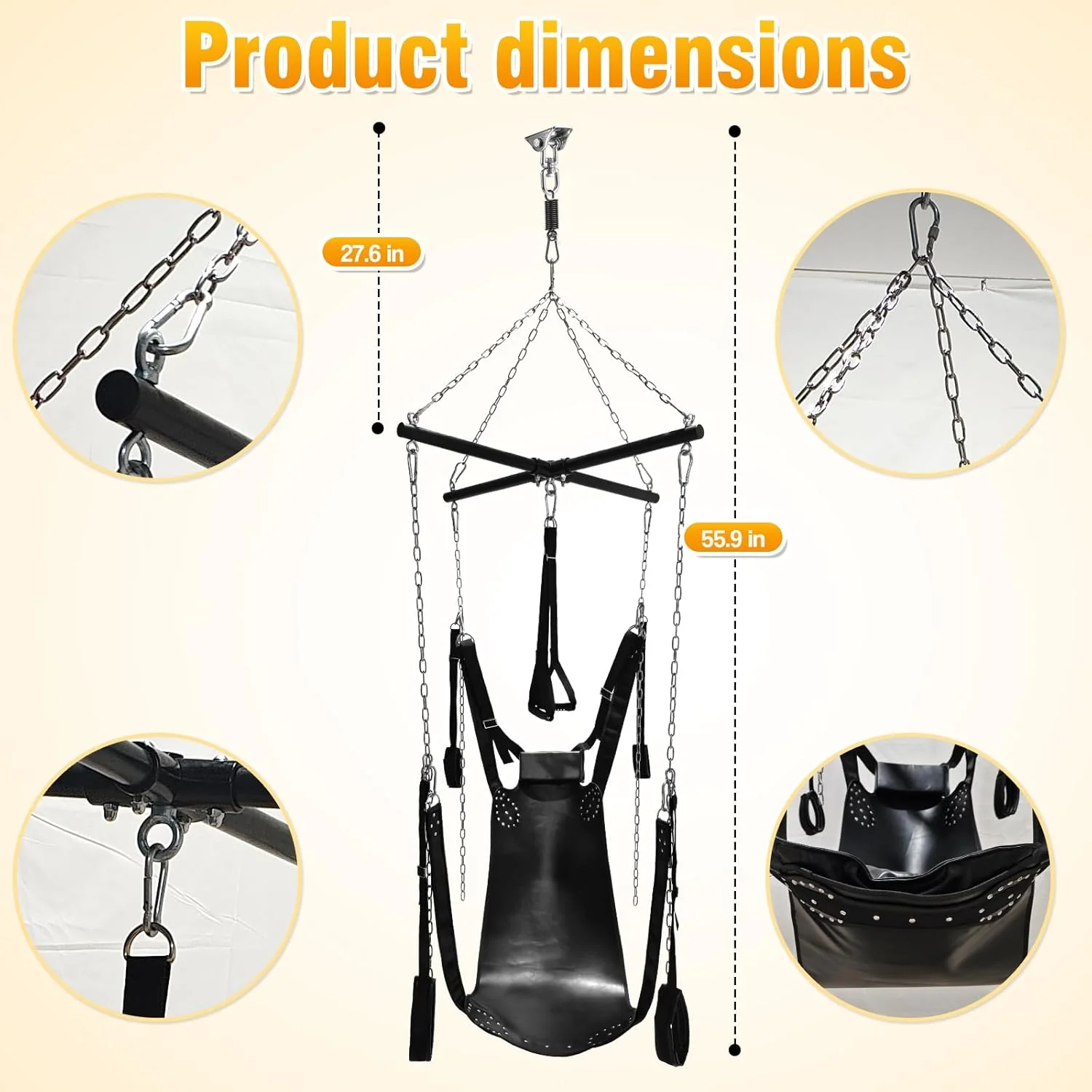 SteelRise Adjustable Heavy-Duty Ceiling Sex Swing - Image 6