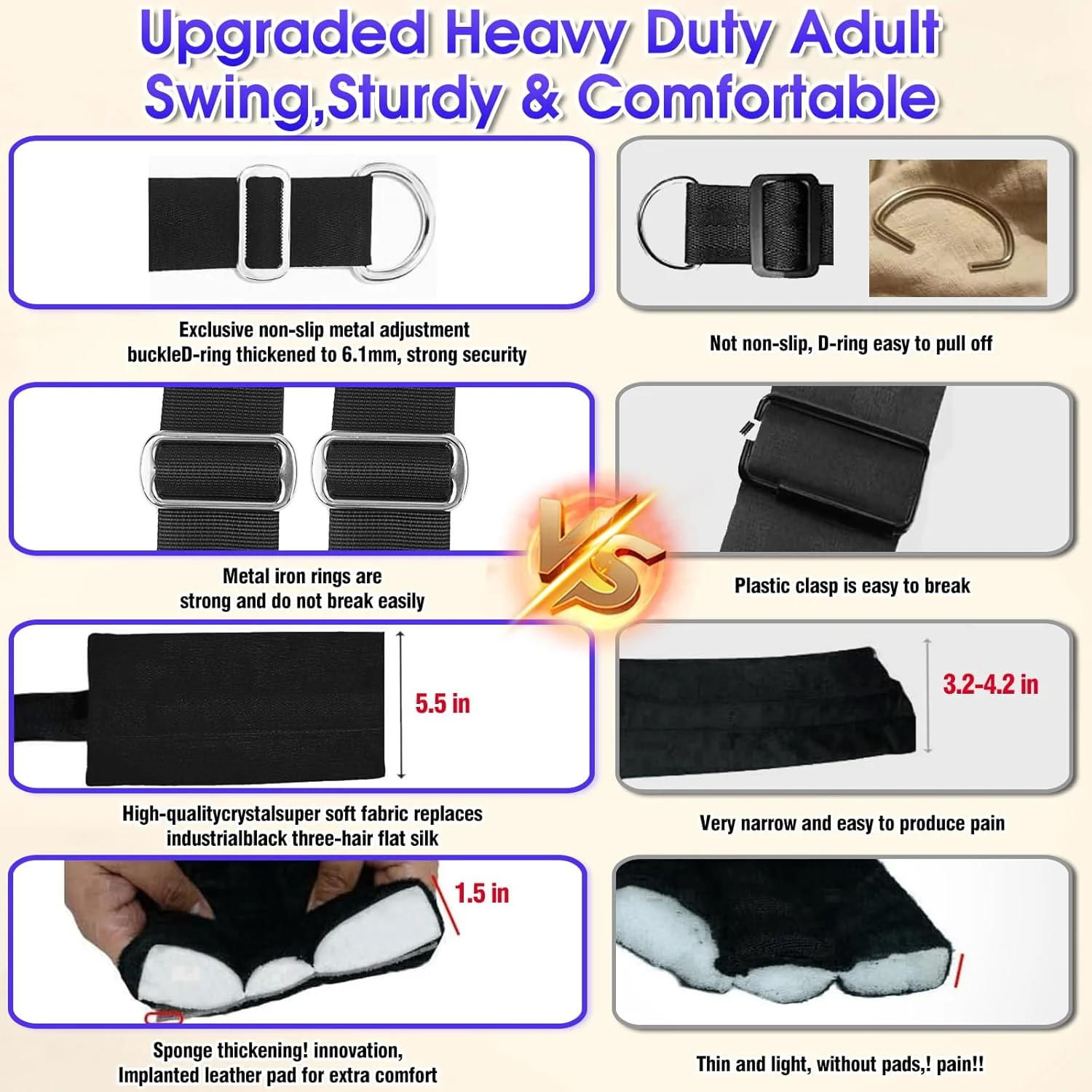 TitanLuxe Heavy Duty 800lb Sex Swing Adjustable - Image 8