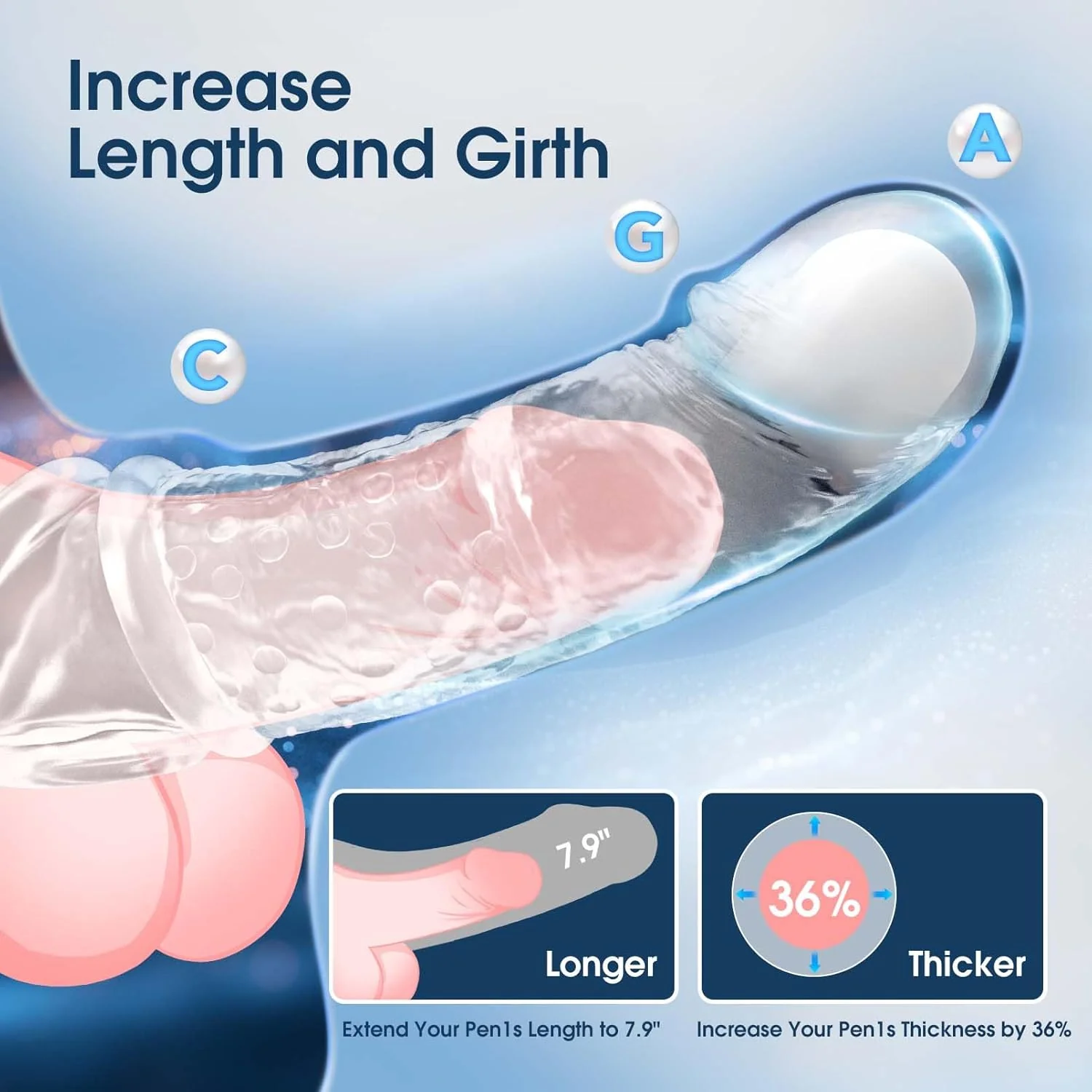 VibeX 4-in-1 transparent Vibrating Penis Sleeve - Image 3