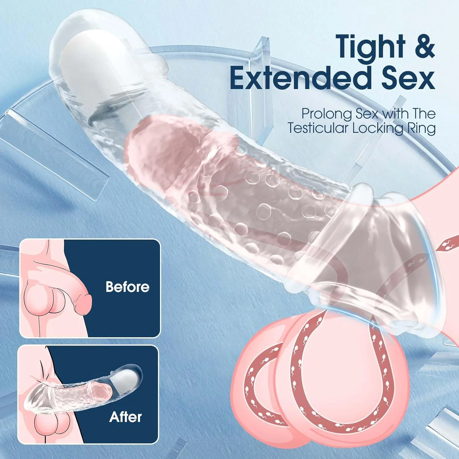 VibeX 4-in-1 transparent Vibrating Penis Sleeve - Image 5