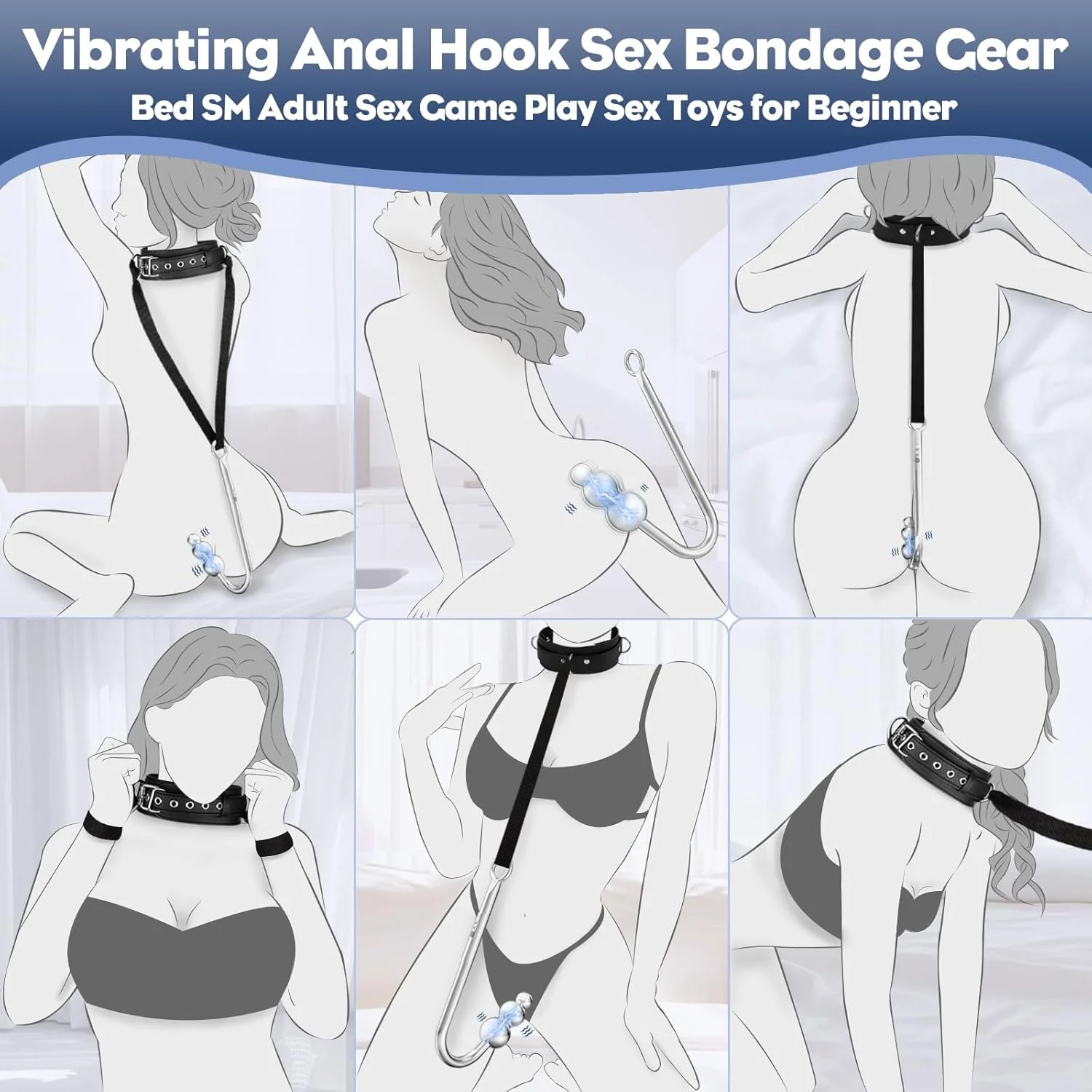 ChainVibe Vibrating Anal Hook Collar Chain 9 Modes - Image 2