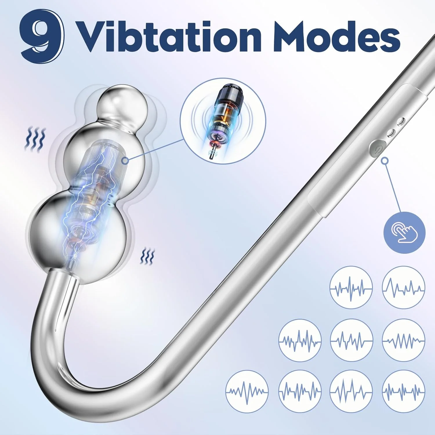 ChainVibe Vibrating Anal Hook Collar Chain 9 Modes - Image 3