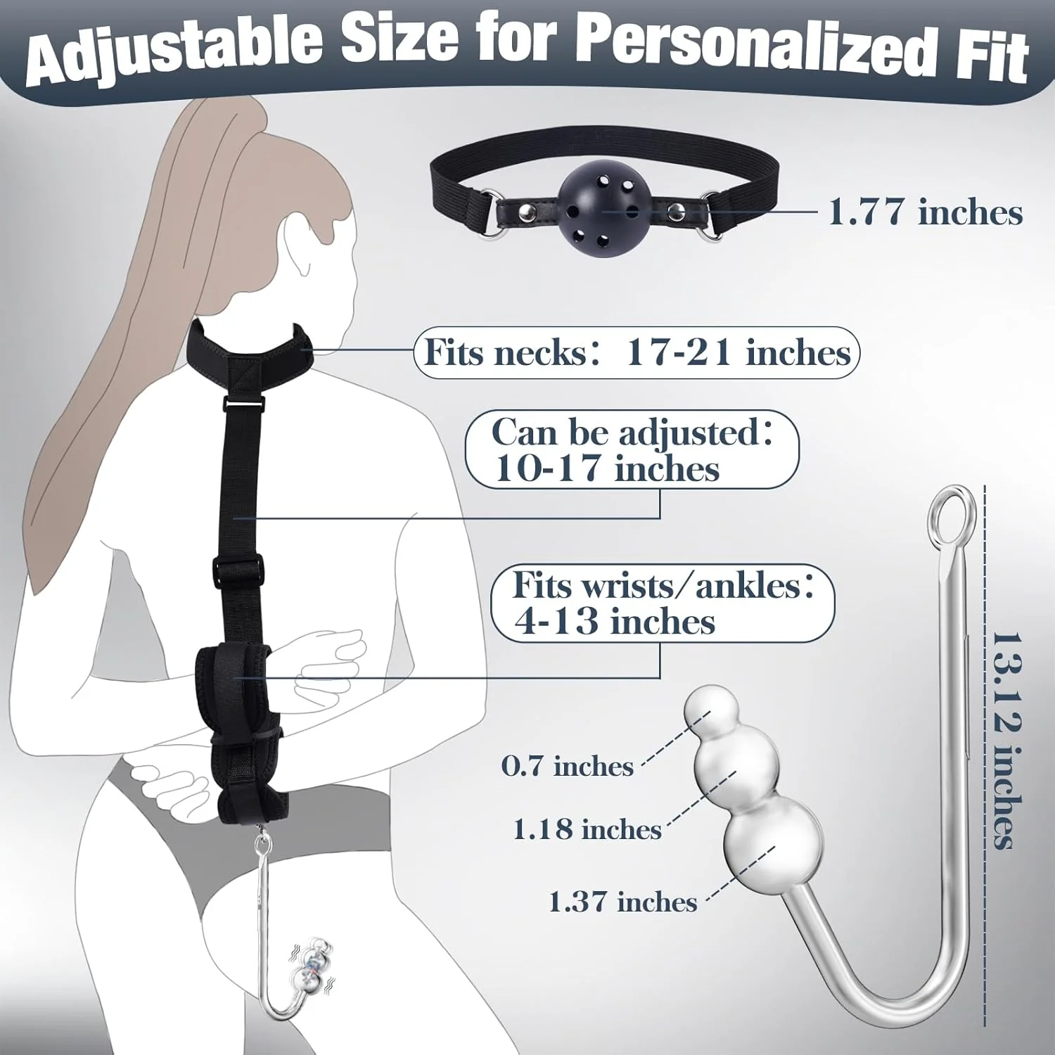 VibeHook Vibrating Anal Hook Bondage Kit with Gag & Cuffs - Image 5