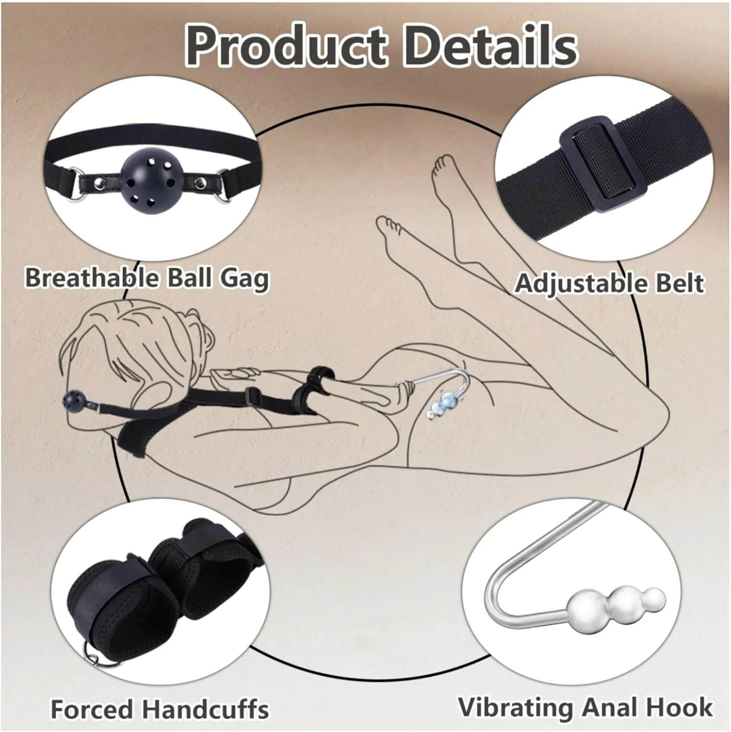 VibeBound Vibrating Anal Hook Neck Wrist Bondage - Image 4