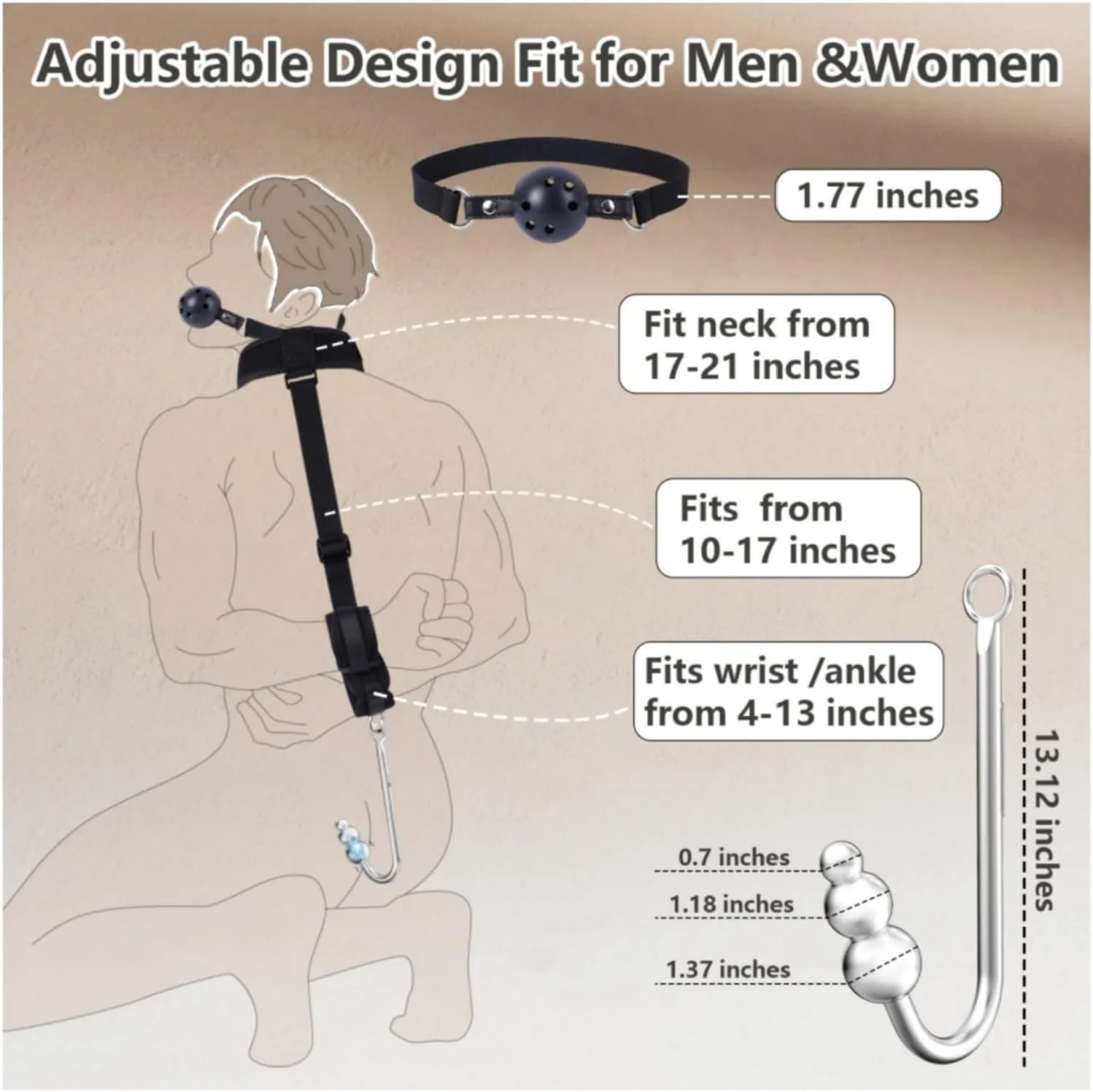 VibeBound Vibrating Anal Hook Neck Wrist Bondage - Image 6