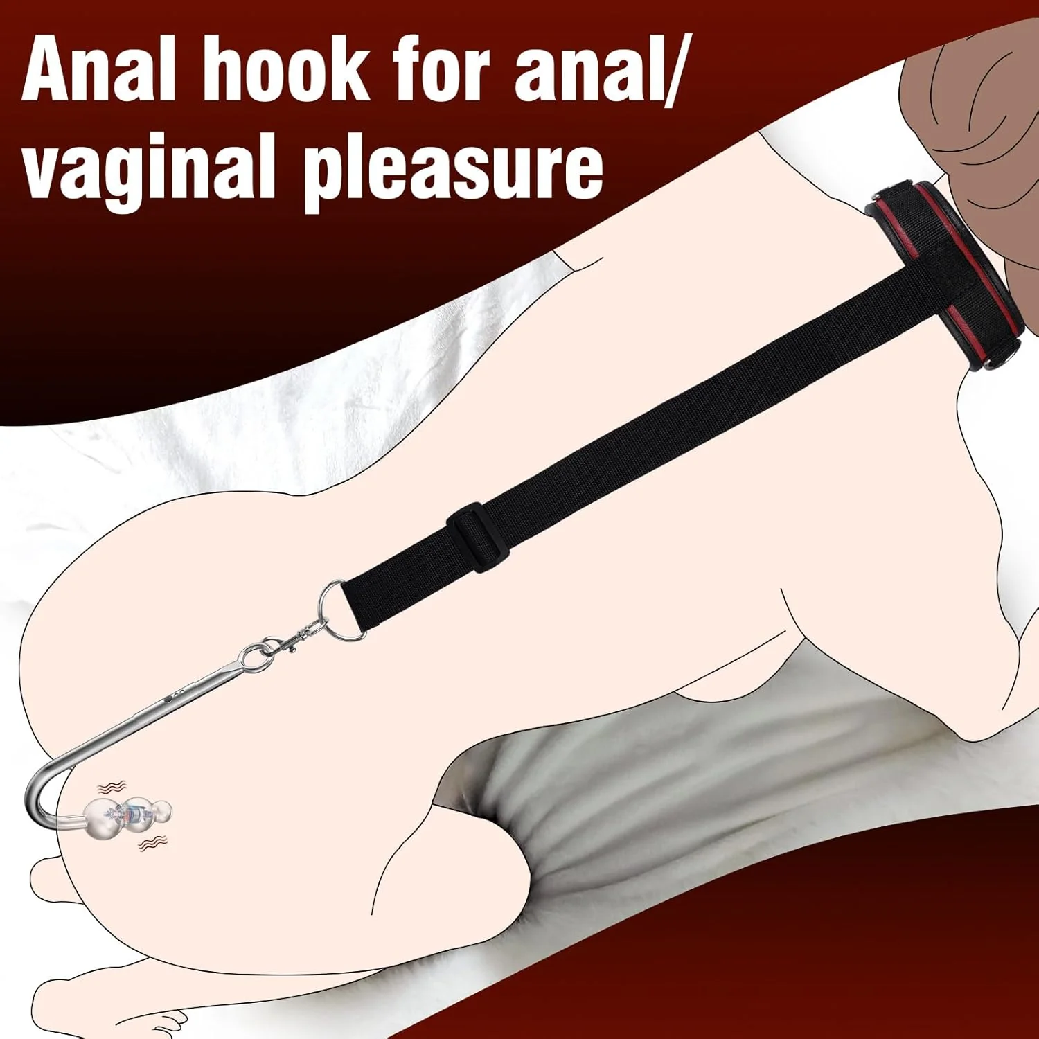 SubControl Vibrating Anal Hook Neck Wrist Bondage Kit - Image 6