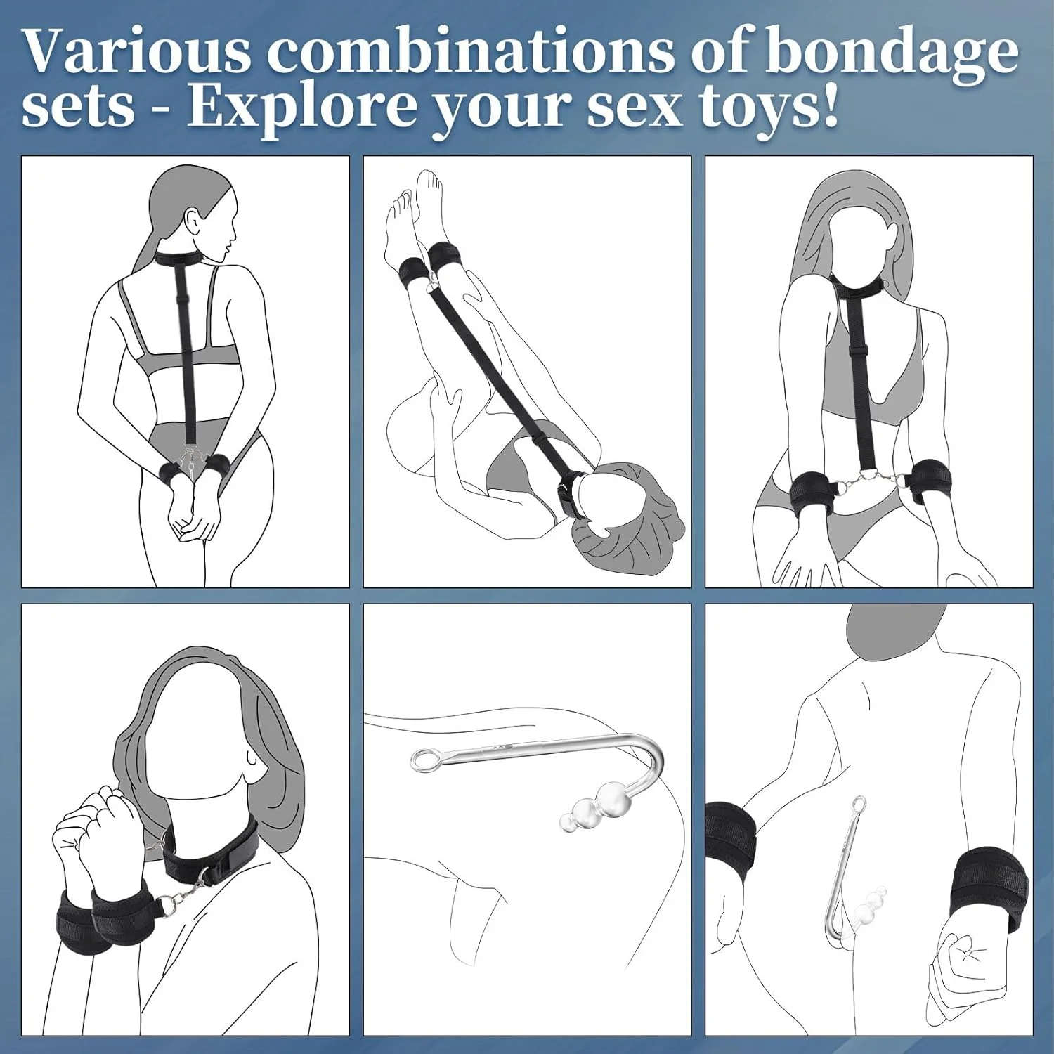 SubVibe Vibrating Anal Hook Neck-Wrist Bondage Kit - Image 2