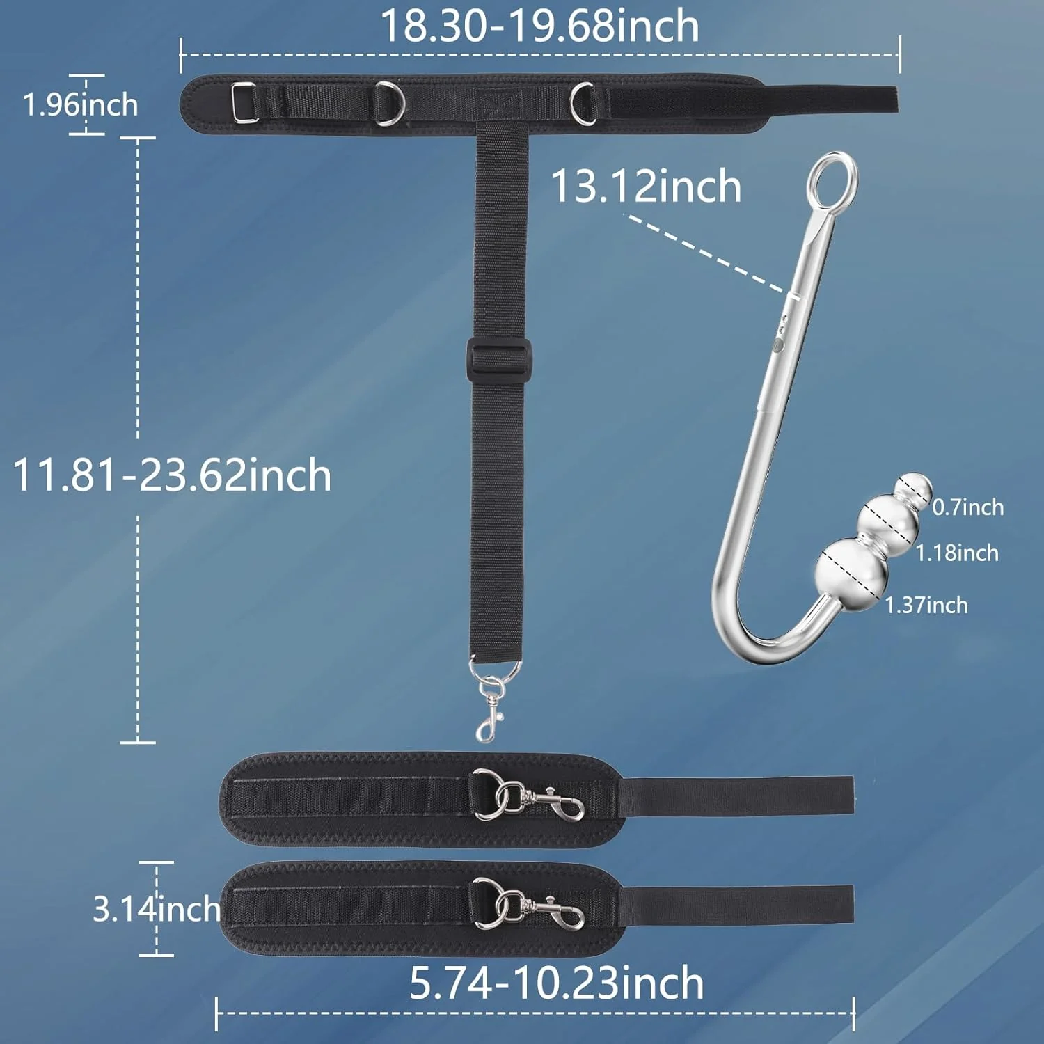 SubVibe Vibrating Anal Hook Neck-Wrist Bondage Kit - Image 5