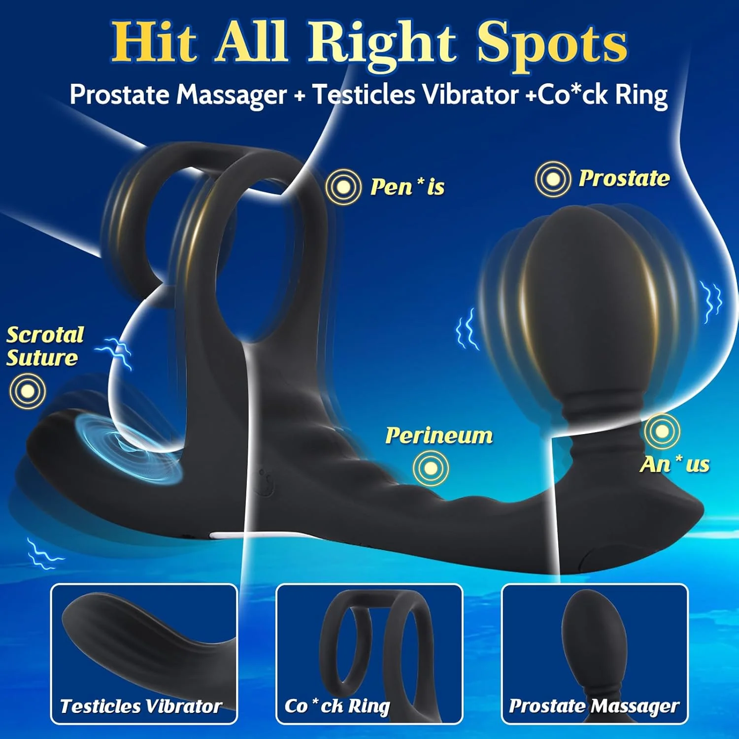 PulseCoreX Prostate Massager Cock Ring 7 Modes Remote Waterproof - Image 2