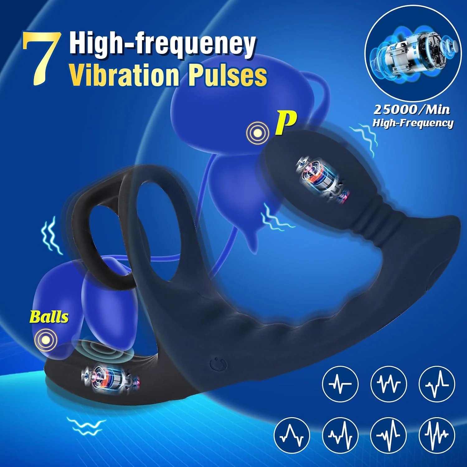 PulseCoreX Prostate Massager Cock Ring 7 Modes Remote Waterproof - Image 3