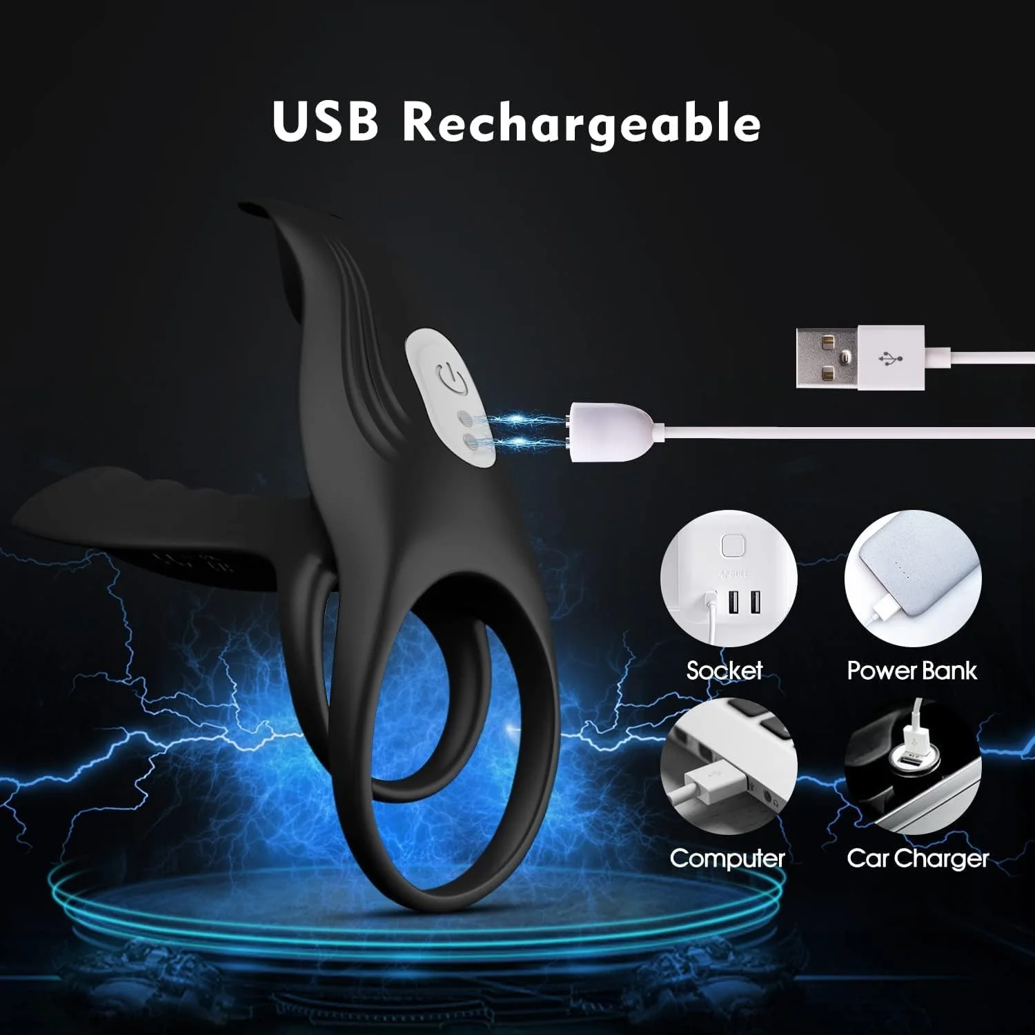 SyncDriveX Cock Ring Clit Stimulator Remote 10 Modes Waterproof - Image 5