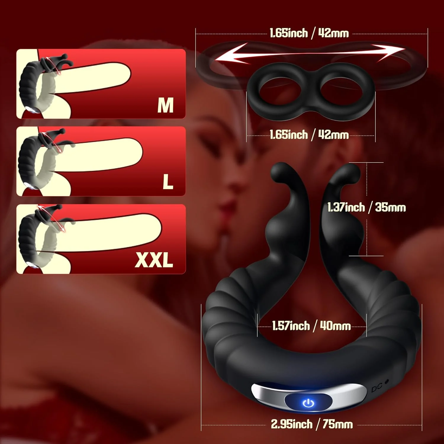 ClaspWave Cock Ring Bunny Clit Stimulator 10 Modes Silicone - Image 5