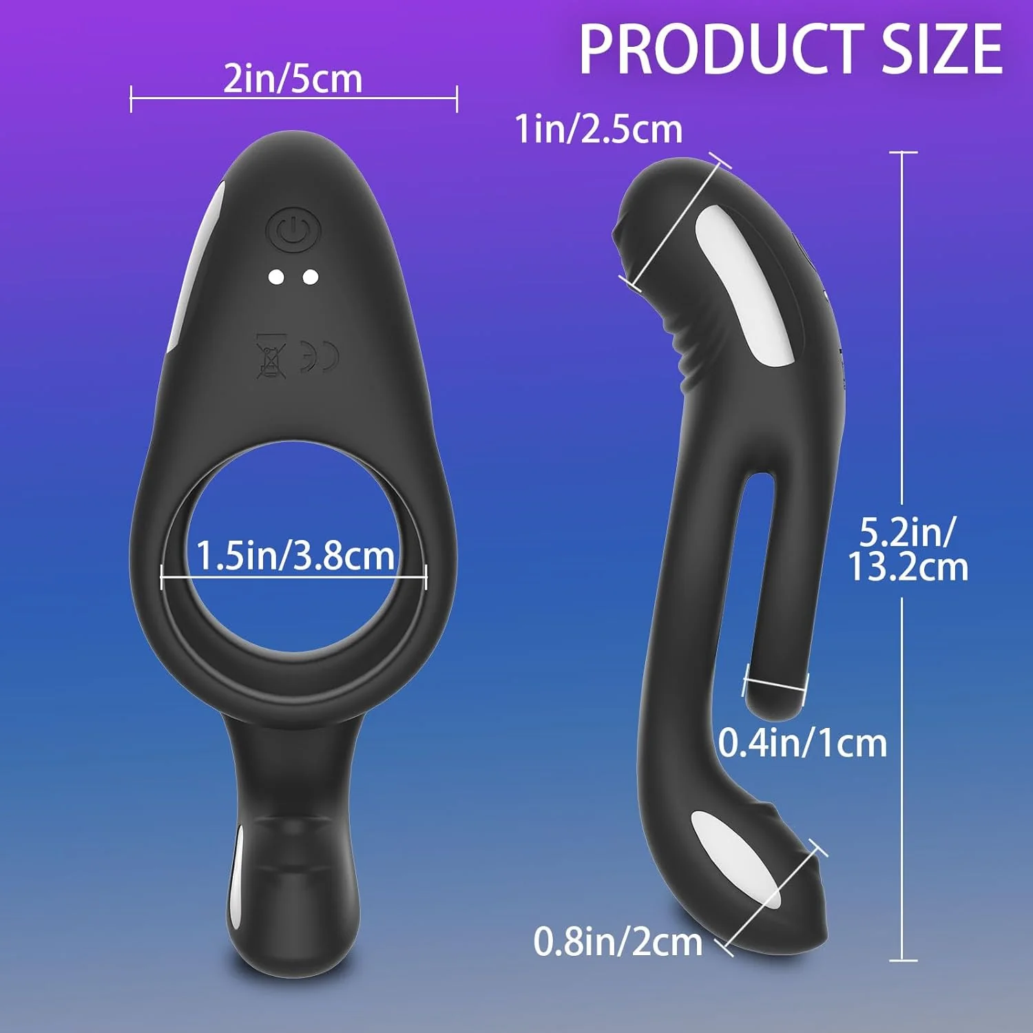 ApexSync Vibrating Cock Ring Dual Silicone Clit Stimulator - Image 2