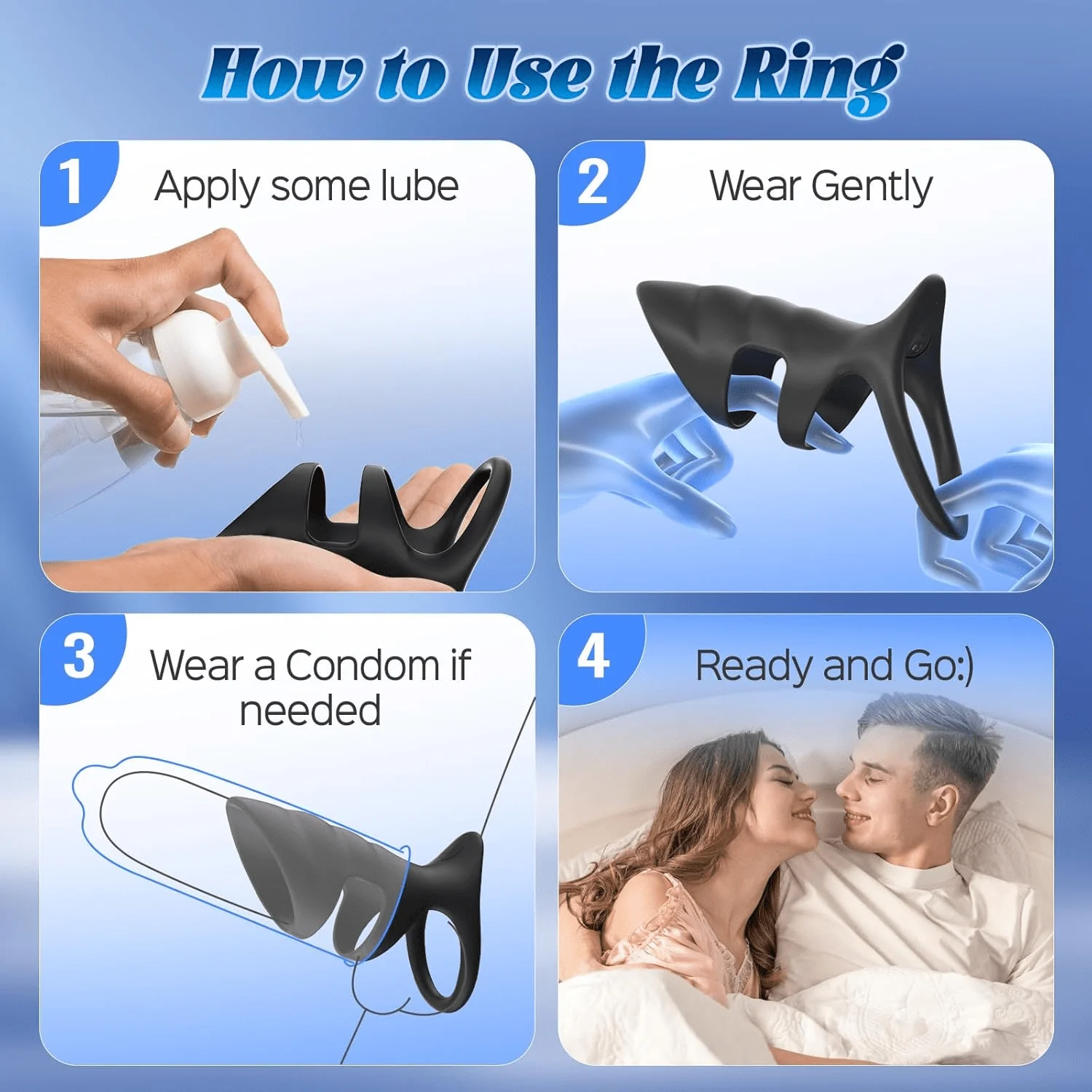 RingVibe Vibrating Cock Ring Sleeve 10 Modes Waterproof - Image 5