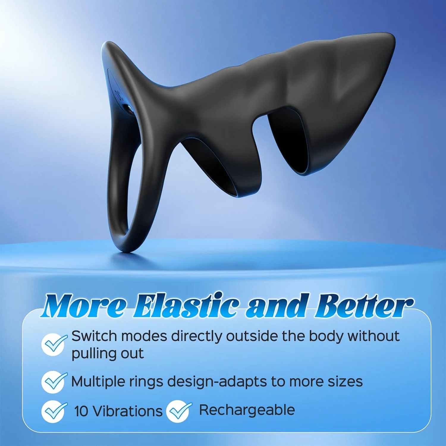RingVibe Vibrating Cock Ring Sleeve 10 Modes Waterproof - Image 6