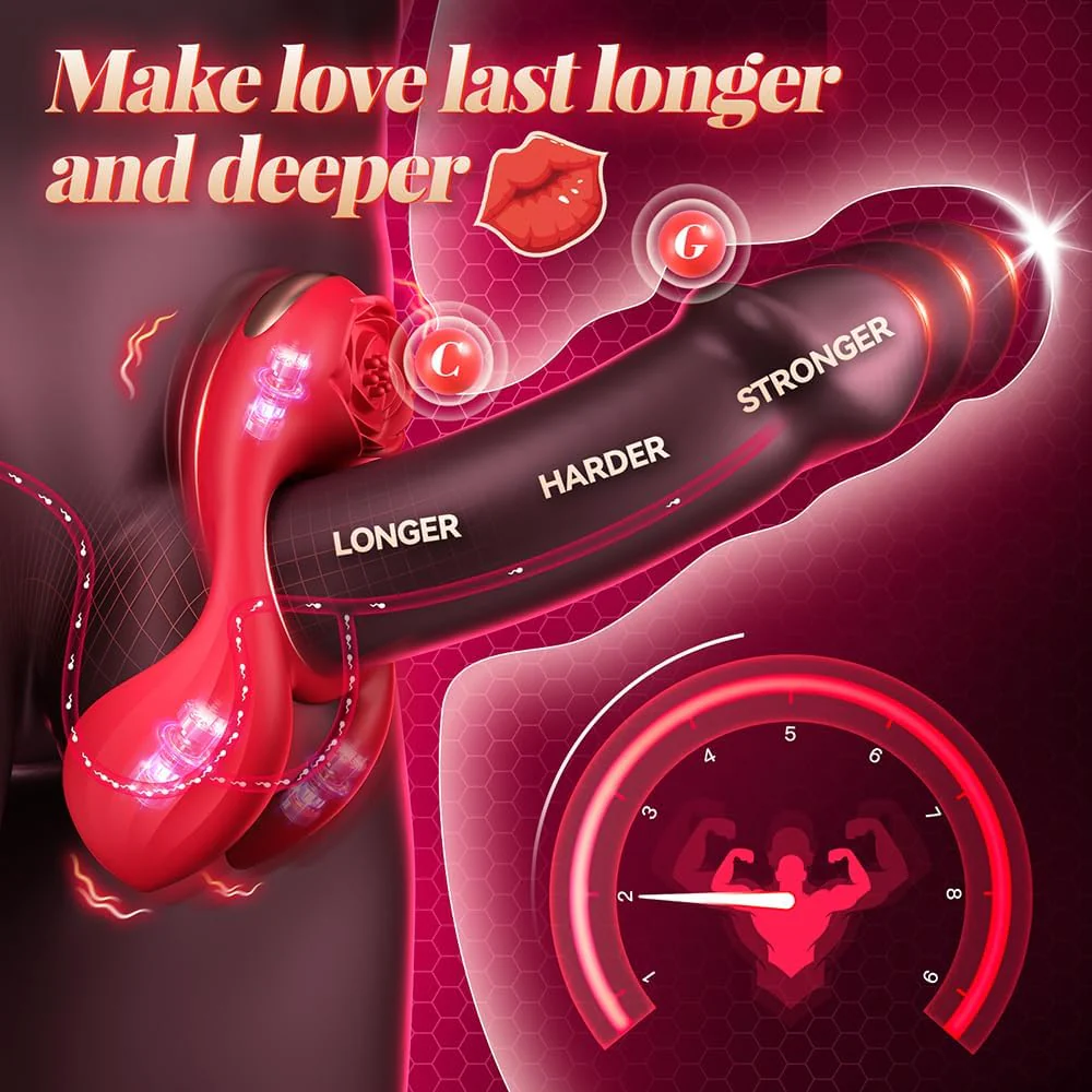 RoseTriad 3 Motor Cock Ring Clit Stimulator 7 Modes Silicone - Image 3