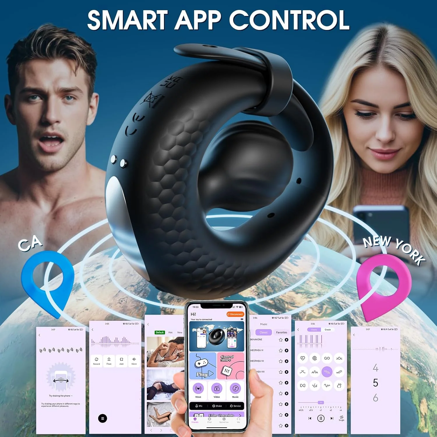 OrbixControl Adjustable Cock Ring Clit Stimulator App 10 Modes - Image 5