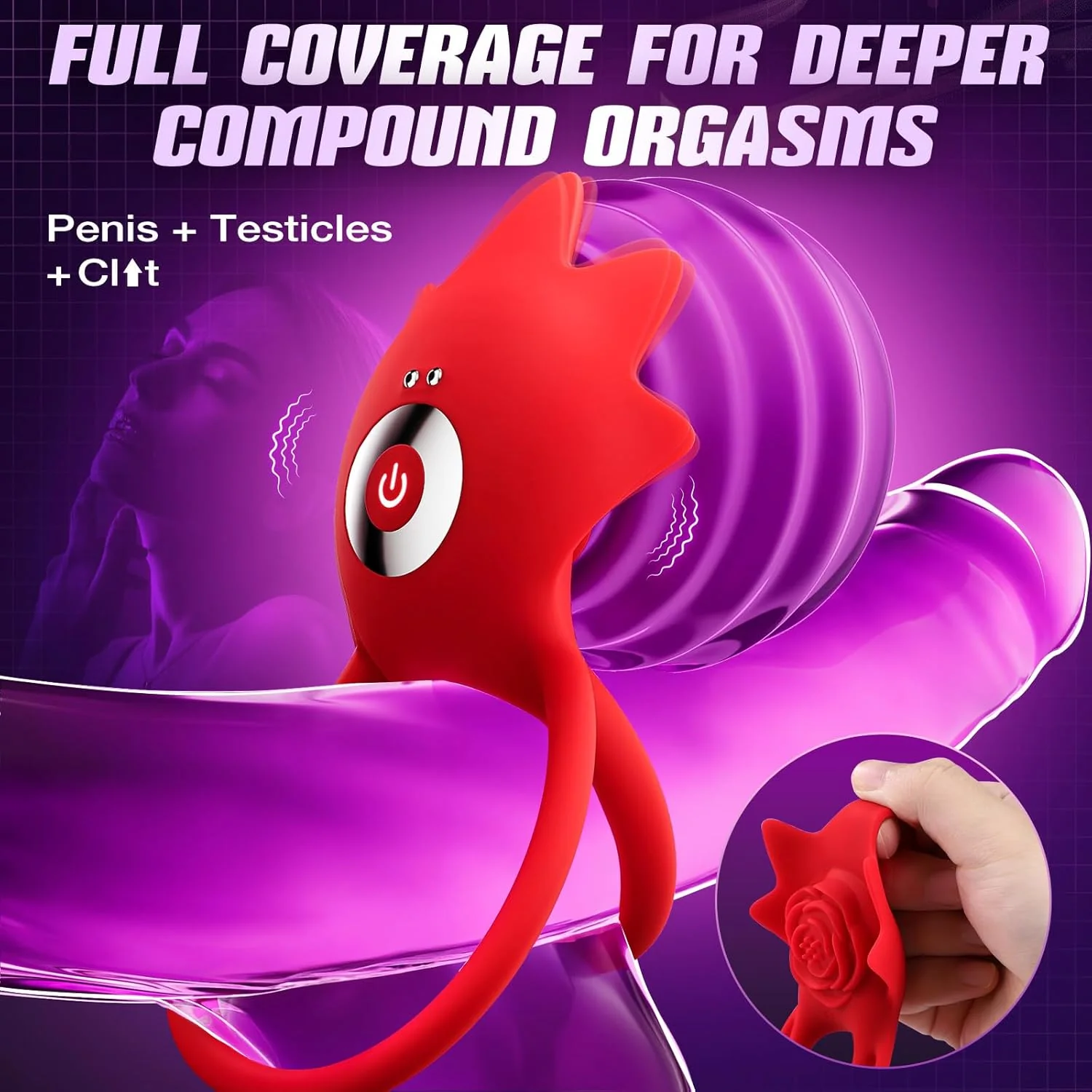 PetalSync Rose AI Cock Ring Clit Stimulator App Control 9 Modes - Image 2