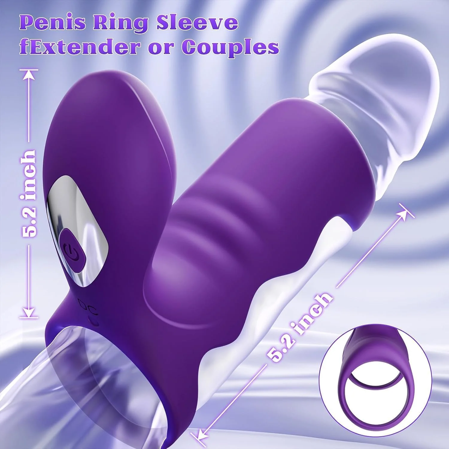 VioletCoreX Purple Cock Ring Clit Vibrator 10 Modes Dual Ring - Image 4