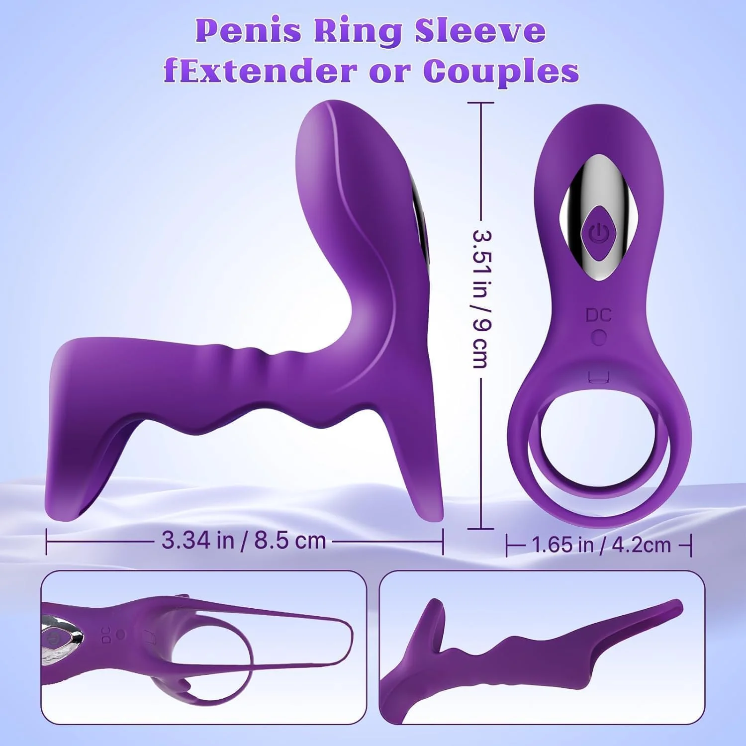 VioletCoreX Purple Cock Ring Clit Vibrator 10 Modes Dual Ring - Image 6