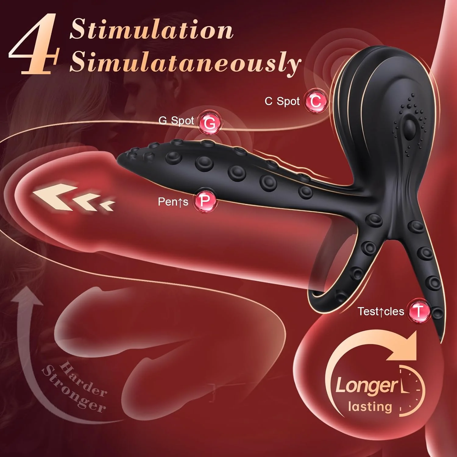 TentraPulse Tentacle Cock Ring Clit Stimulator 10 Modes - Image 2