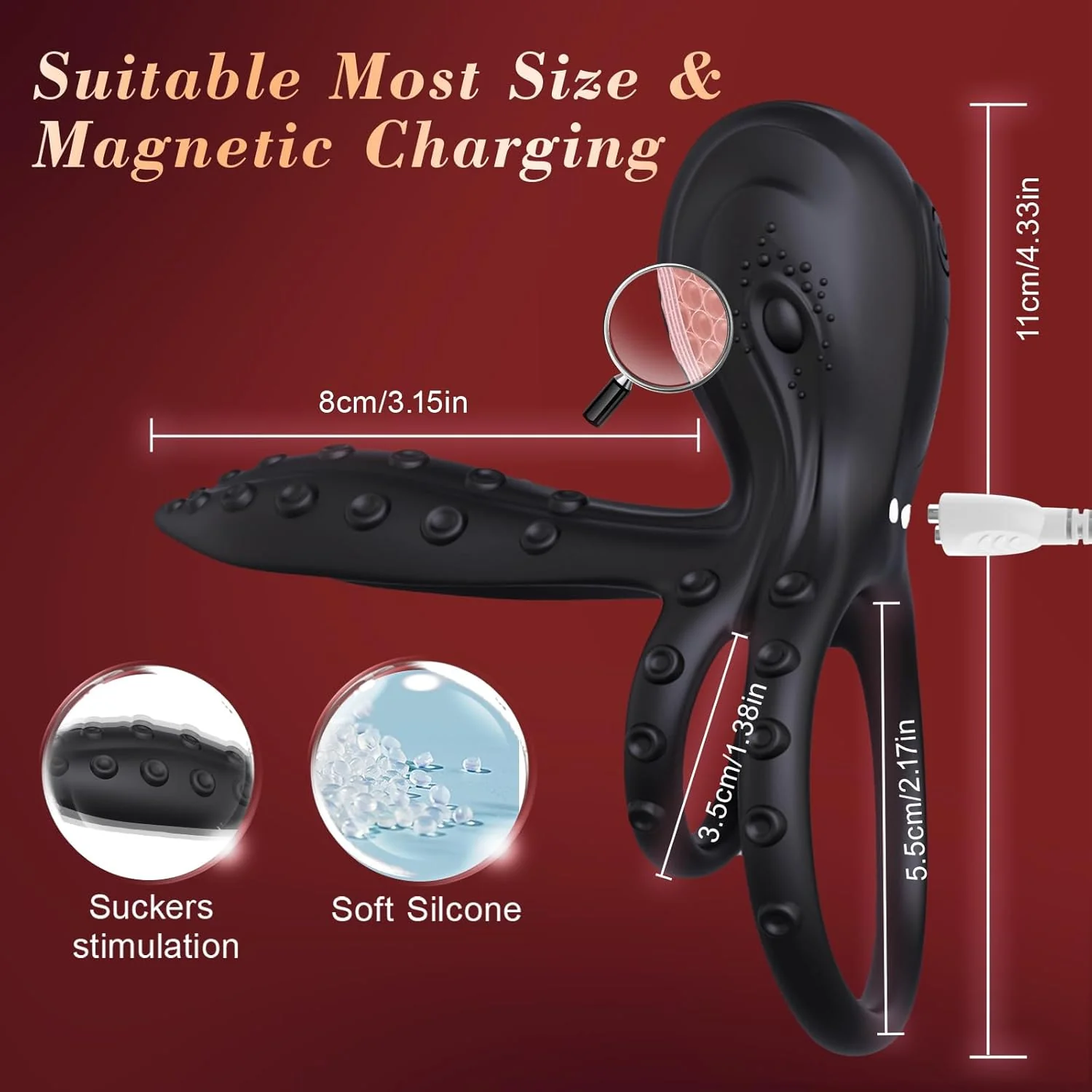 TentraPulse Tentacle Cock Ring Clit Stimulator 10 Modes - Image 7